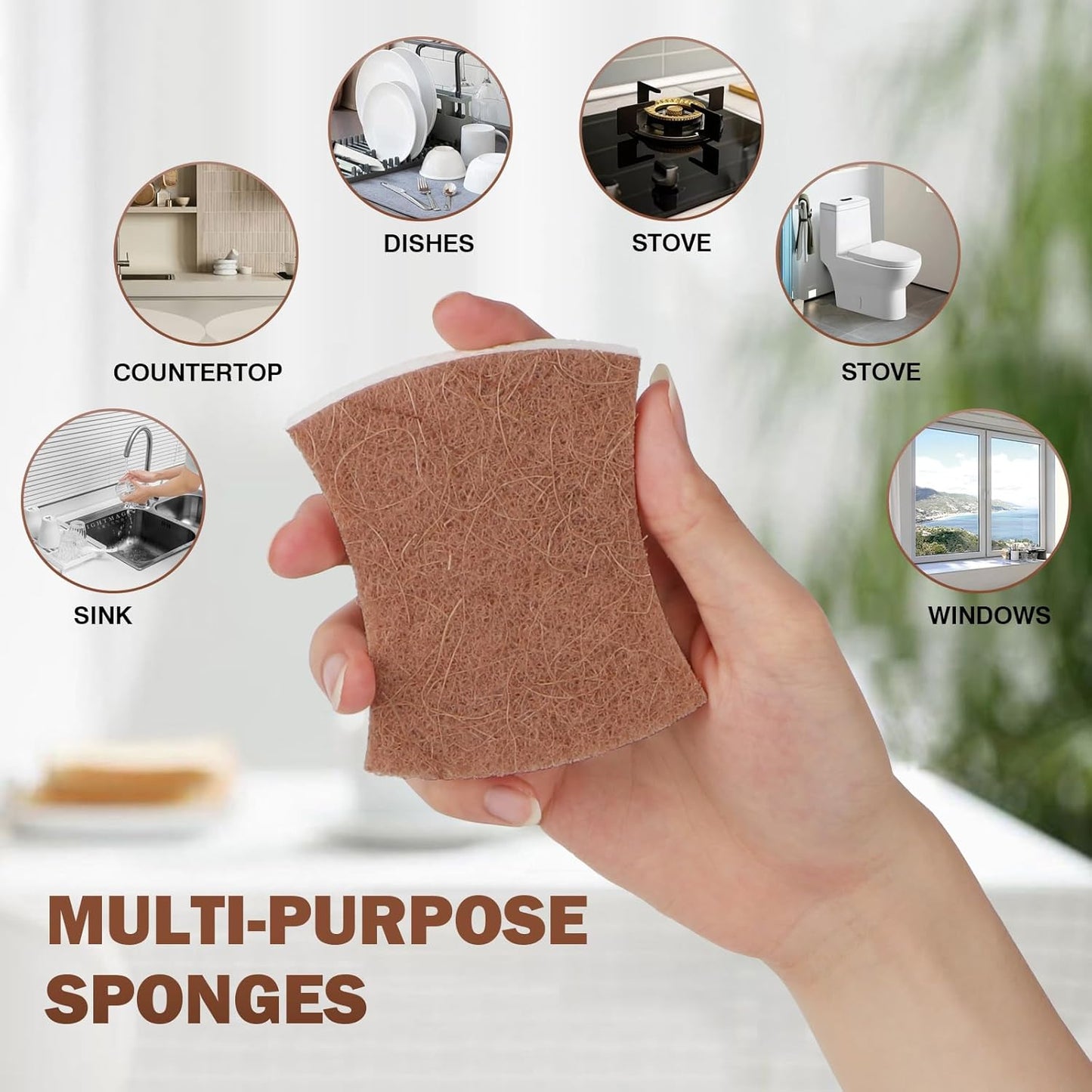 Orighty Non-Scratch Scrub Sponge, 24-Pack, Cellulose Kitchen Scrubber Sponges, Ideal for Kitchen