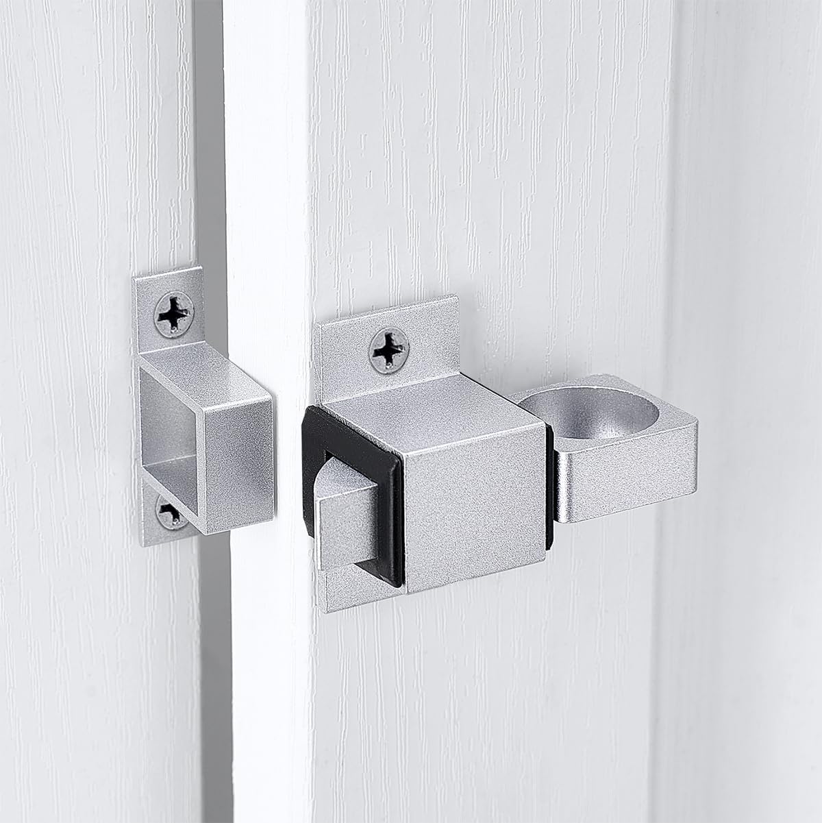 4 Packs Self-Closing Gate Latches, Silver Spring Door Lock, Aluminum Alloy Security Latch for