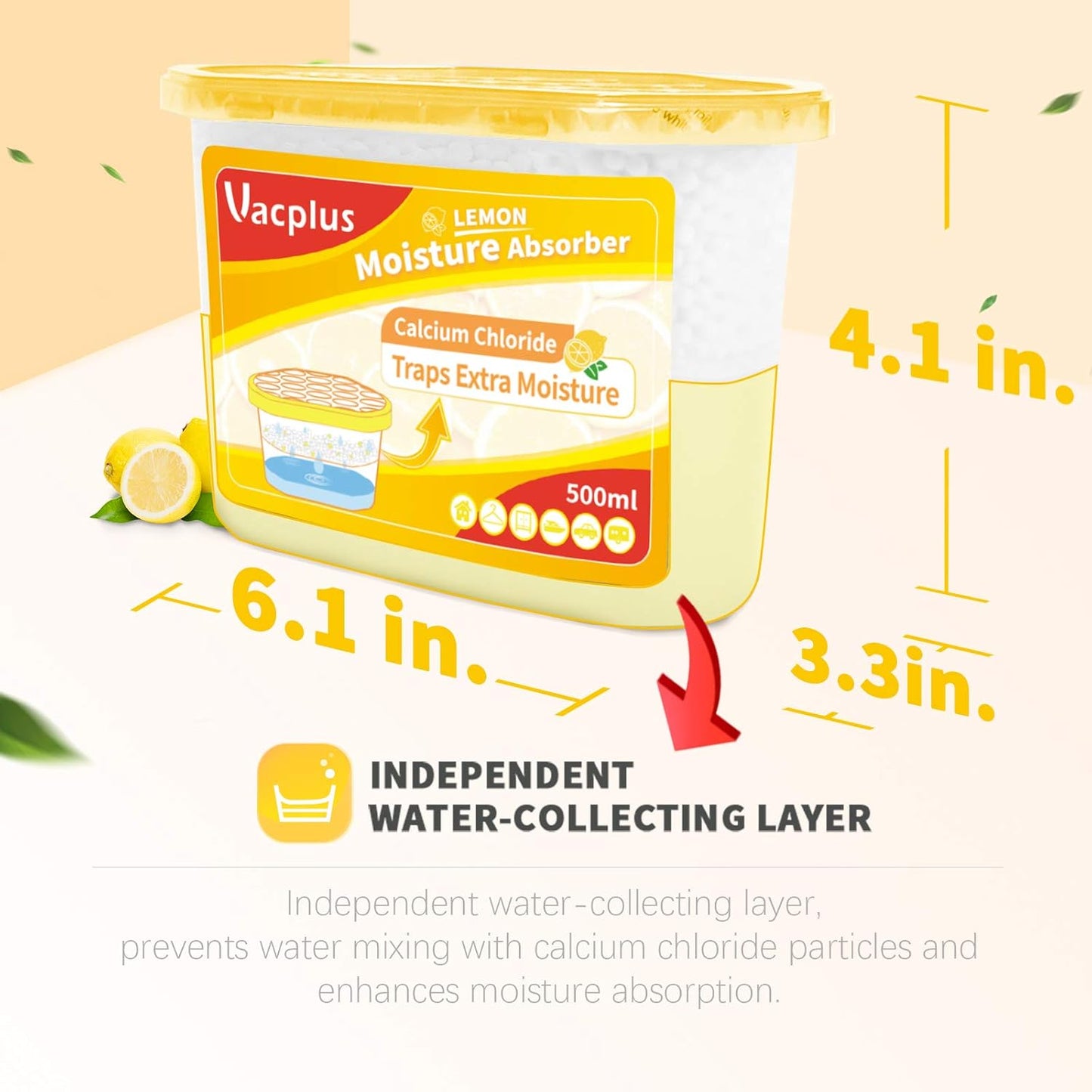 Vacplus Moisture Absorbers 6 Pack, 10.5 Oz Portable Humidity Absorber Boxes for Your Bathroom