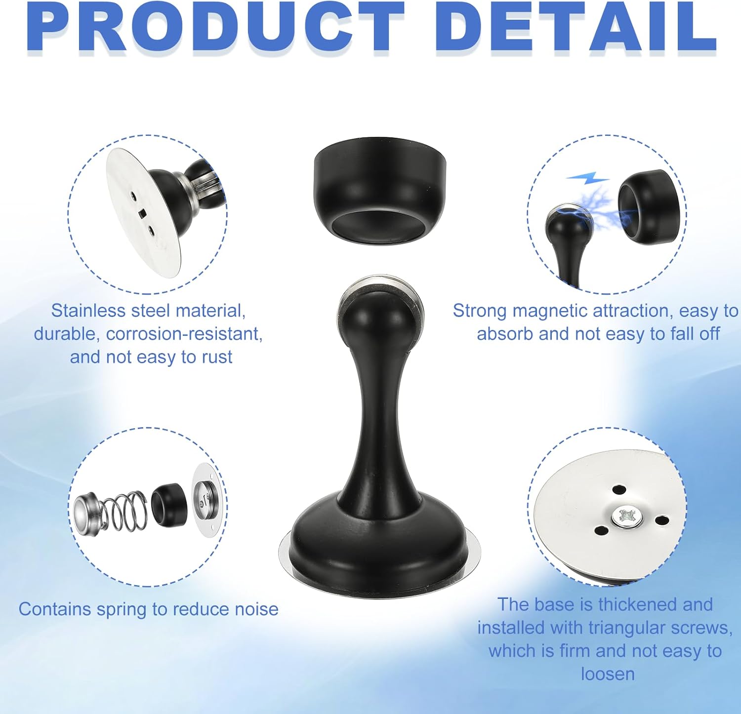 uxcell Magnetic Door Stopper, Stainless Steel Heavy Duty Door Holder, No Drilling Doors Knob Wall