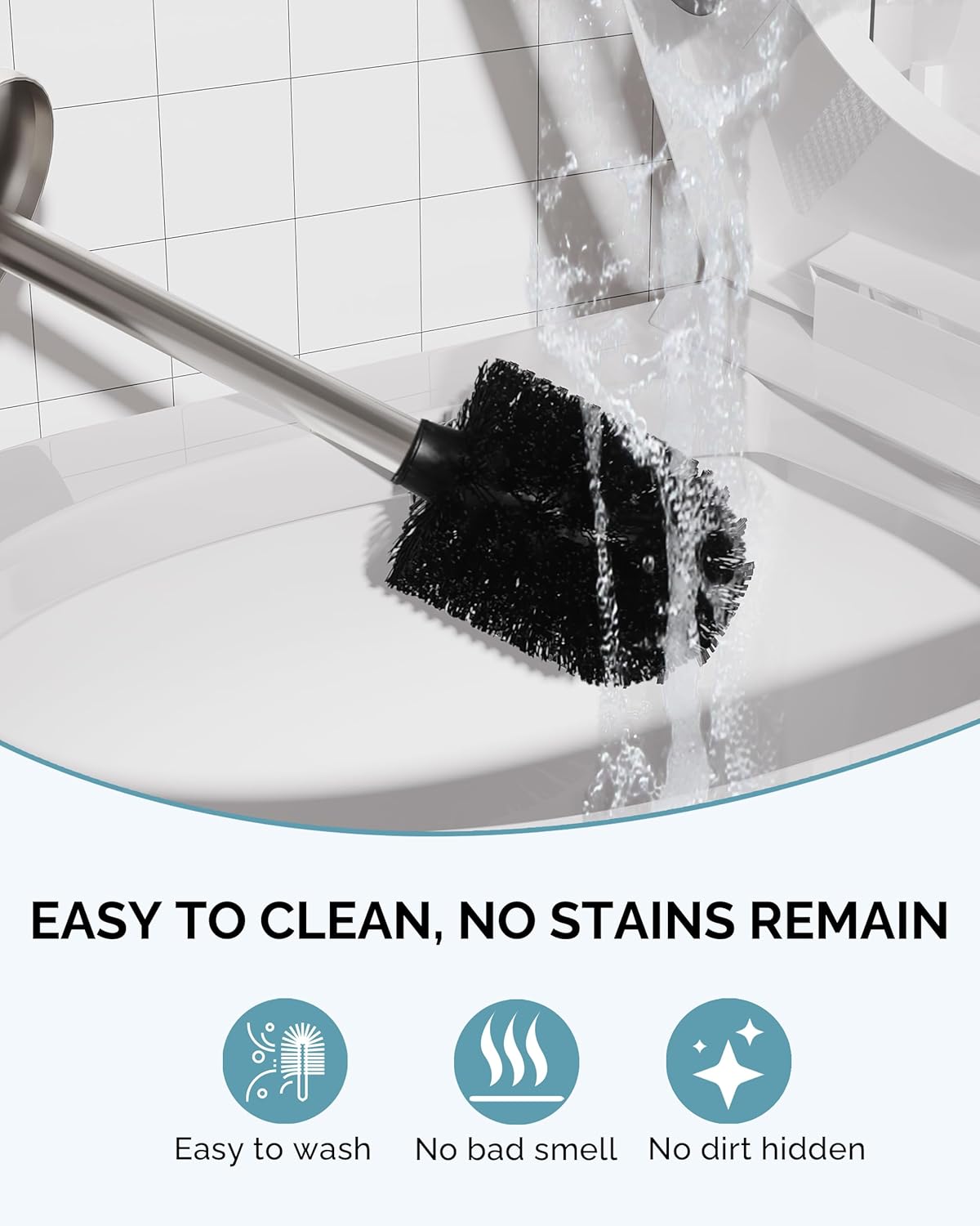 Toilet Brush and Holder Set, Stainless Steel Toilet Bowl Brush with Lid, Rust Proof Toilet Cleaner