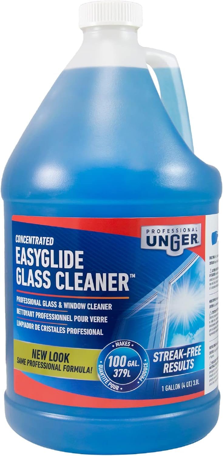 Unger Professional Streak-Free EasyGlide Glass Cleaner Concentrate, 1 Gallon, Ammonia-Free, Makes
