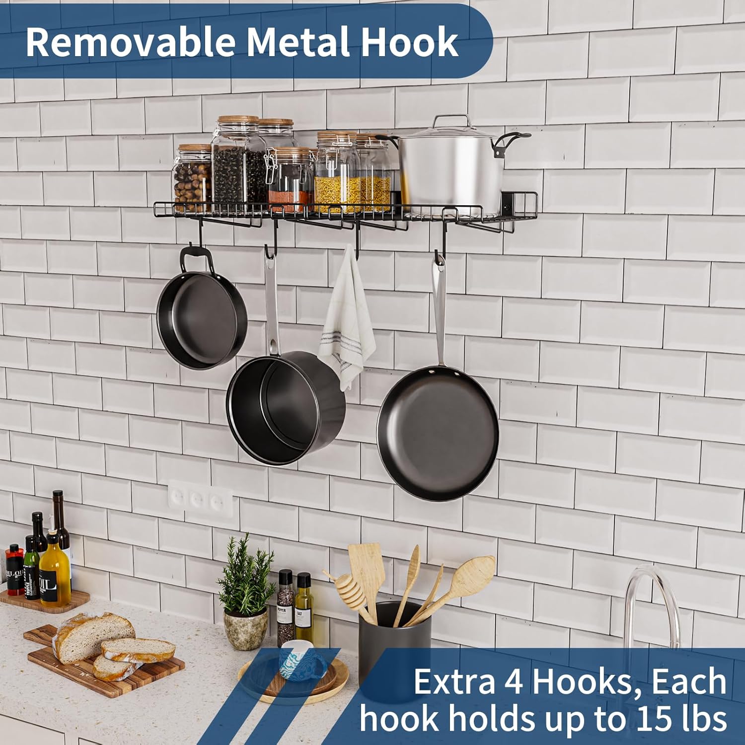 2 Pack Garage Wall Shelf, Wall Mounted Storage Shelves, Heavy Duty Metal Shelves for Room Wall