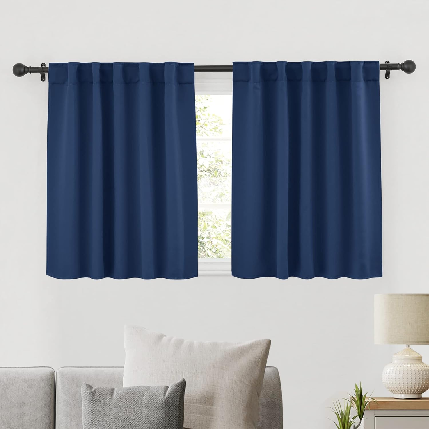 RYB HOME Blackout Kitchen Curtains, Thermal Insulated Back Tabs Window Curtain Room Darkening