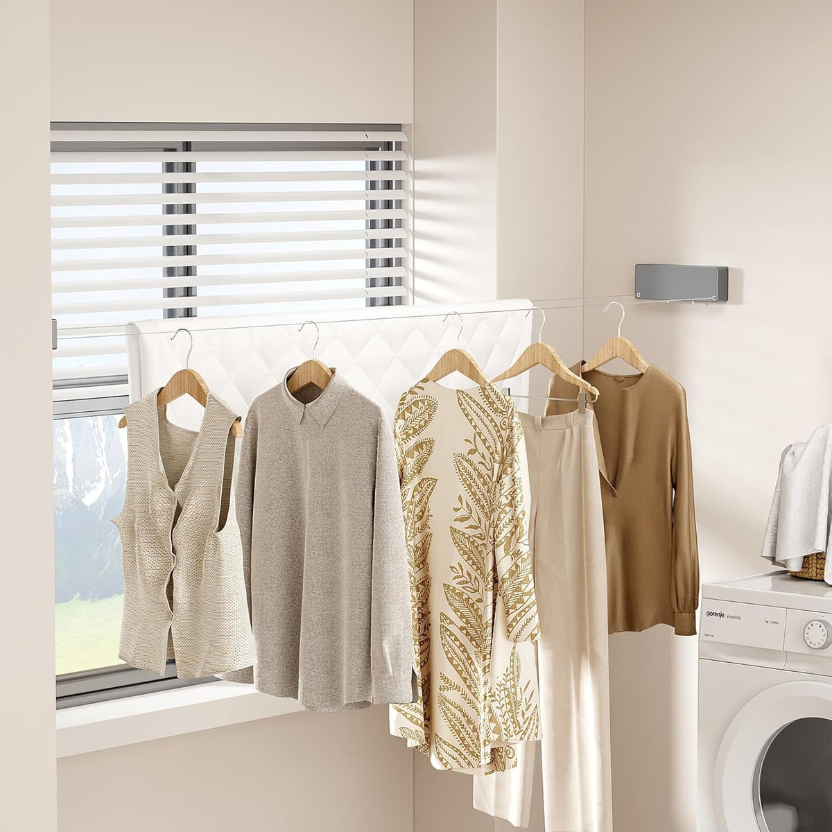 Retractable Clothesline Indoor, Non-Sagging Clothes line retracting Outdoor, Heavy Duty Wall