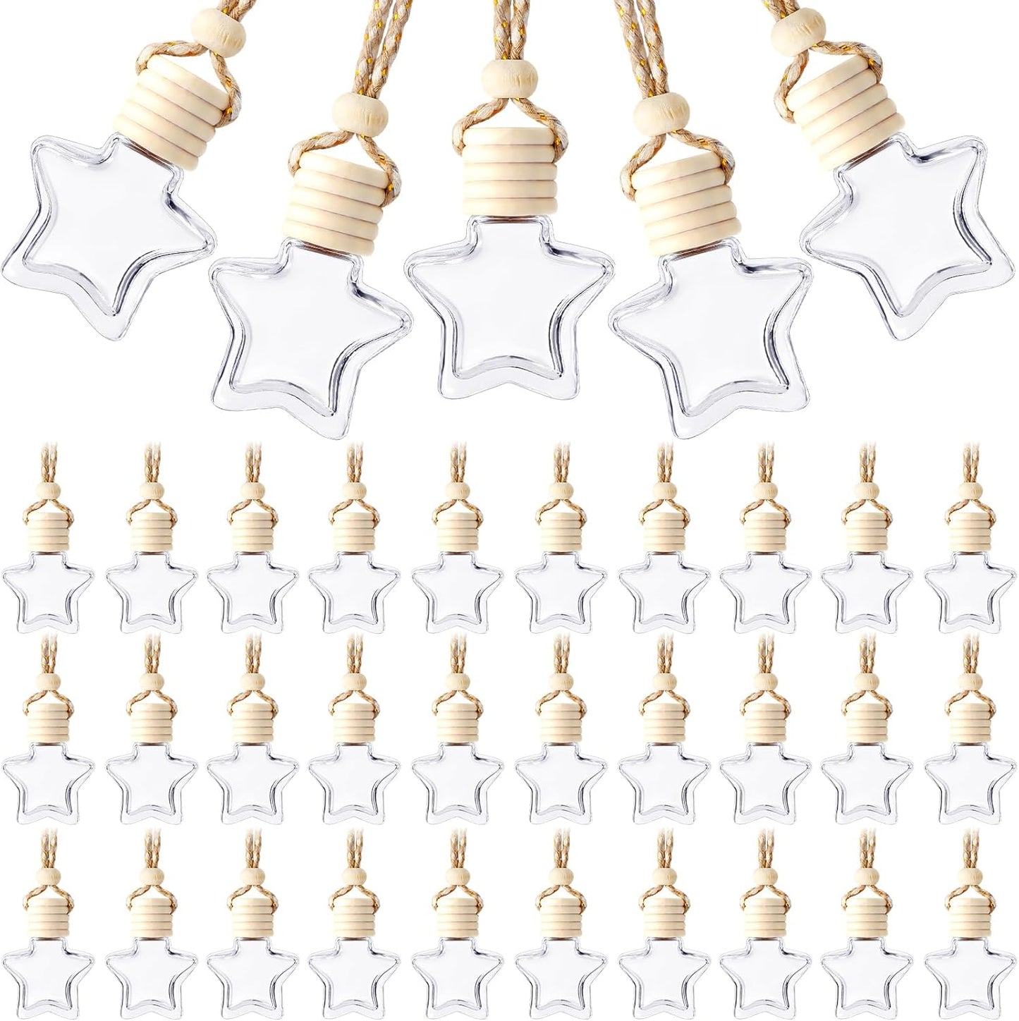 BBTO 50 Pcs Hanging Car Air Freshener Car Diffuser Bottles Empty Glass Perfume Bottle Freshener