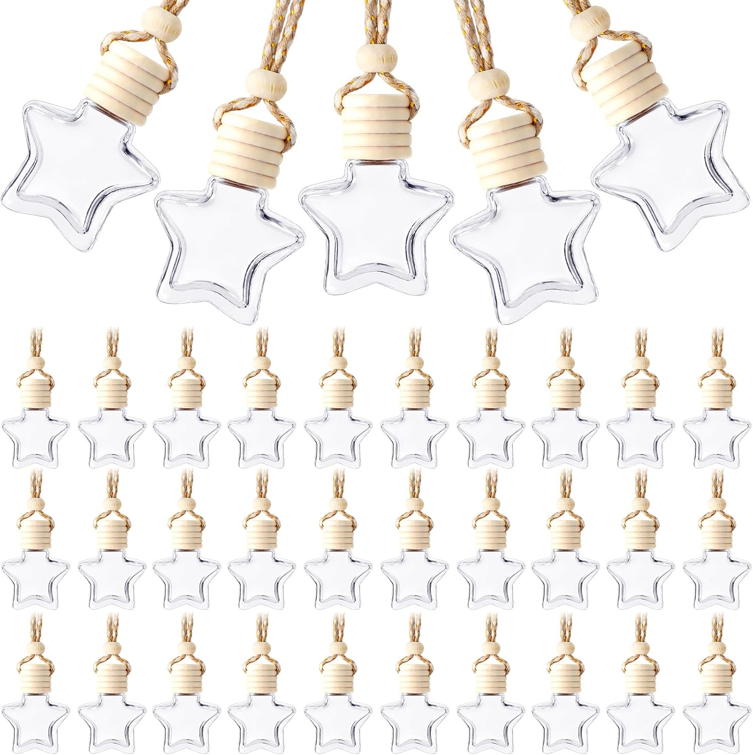 BBTO 50 Pcs Hanging Car Air Freshener Car Diffuser Bottles Empty Glass Perfume Bottle Freshener