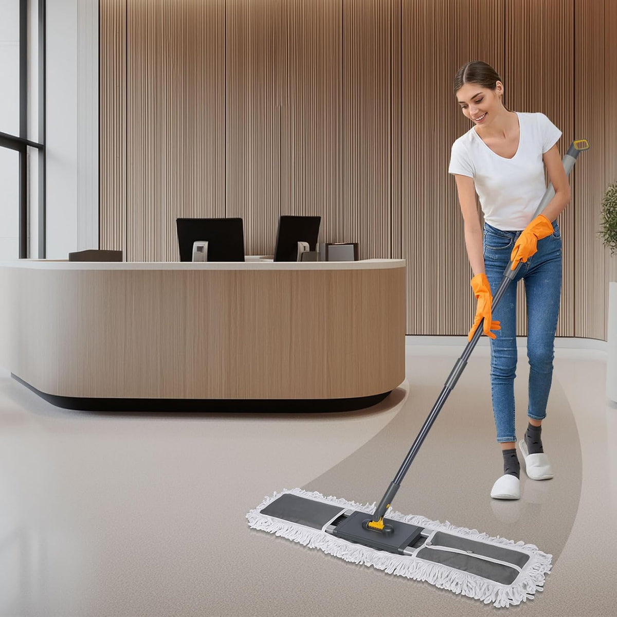 MASTERTOP Commercial Mop, 36'' Large Dust Mop,Heavy Duty Industrial Push Mops with 3 Reusable