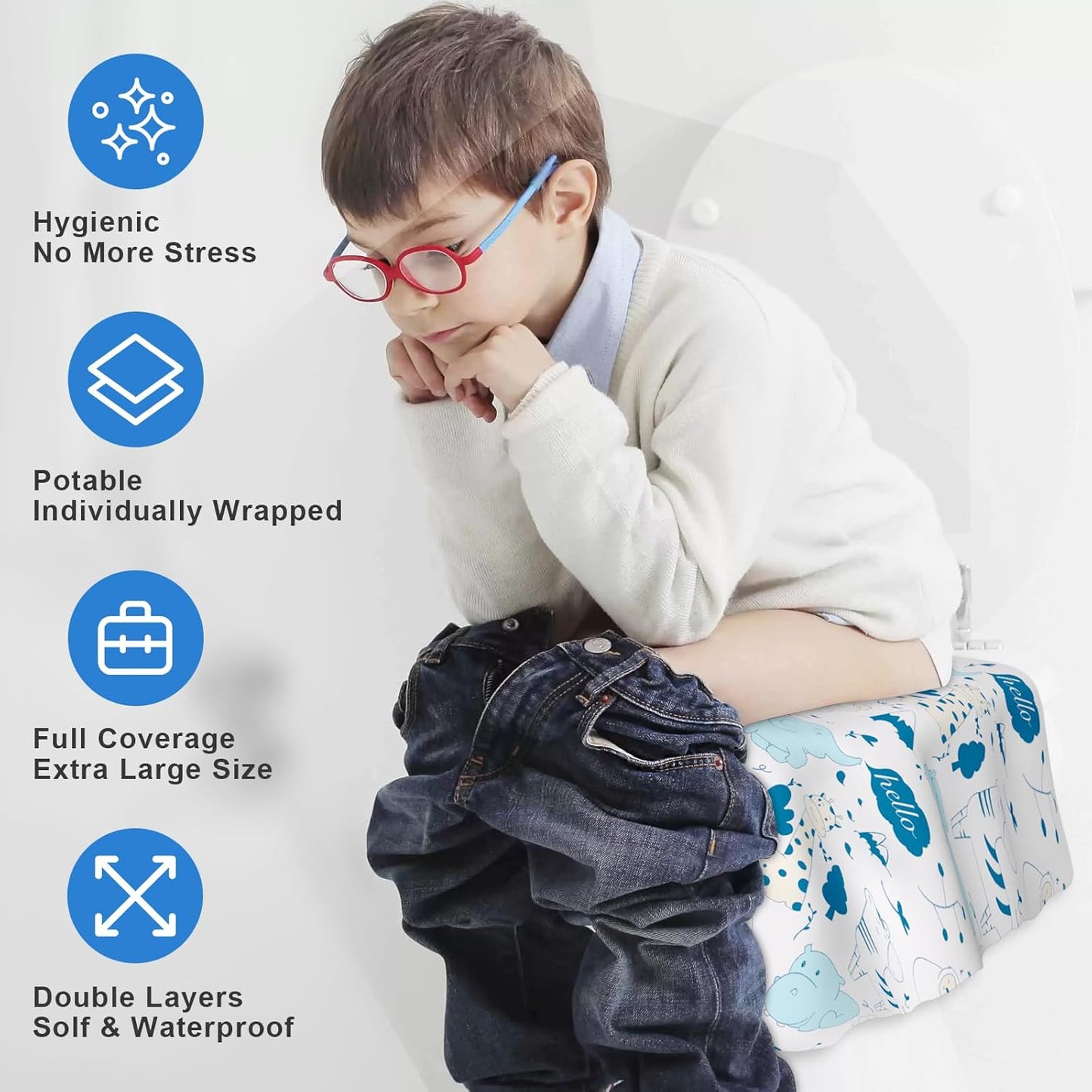 20 PCS Disposable Toilet Seat Covers, Extra Large Portable Potty Seat Covers for Toilet, Bathroom
