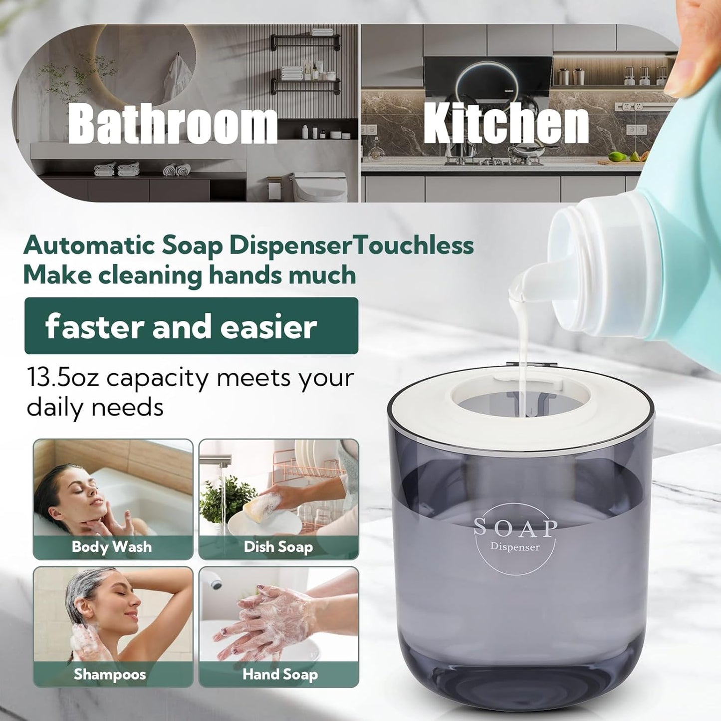 2 Pack Automatic Soap Dispenser, Touchless Automatic Liquid Soap Dispenser, Electric Wall Mounted