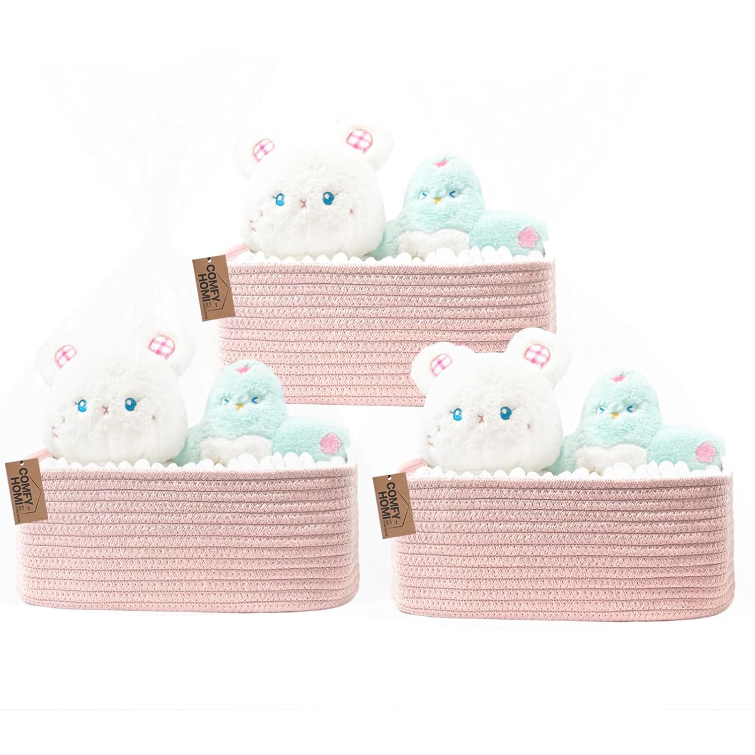COMFY-HOMI 11.5"x7.5"x4.7" Storage Baskets for Organizing | Cotton Rope Woven Basket | Toy Storage