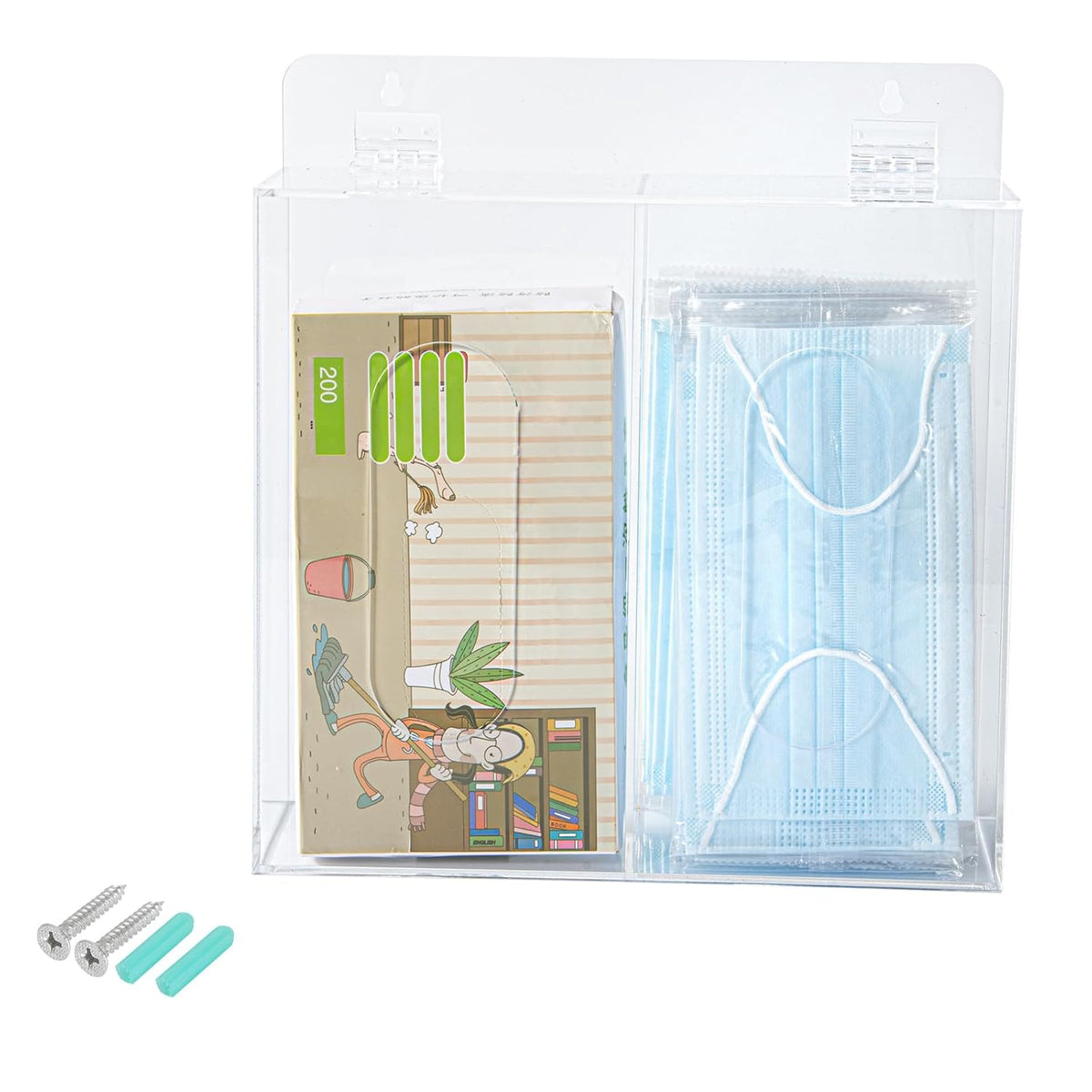 Wall Mounted Glove Dispenser, Hairnet Shoe Cover Dispenser，Acrylic Glove Box Holder, Clear (for 2