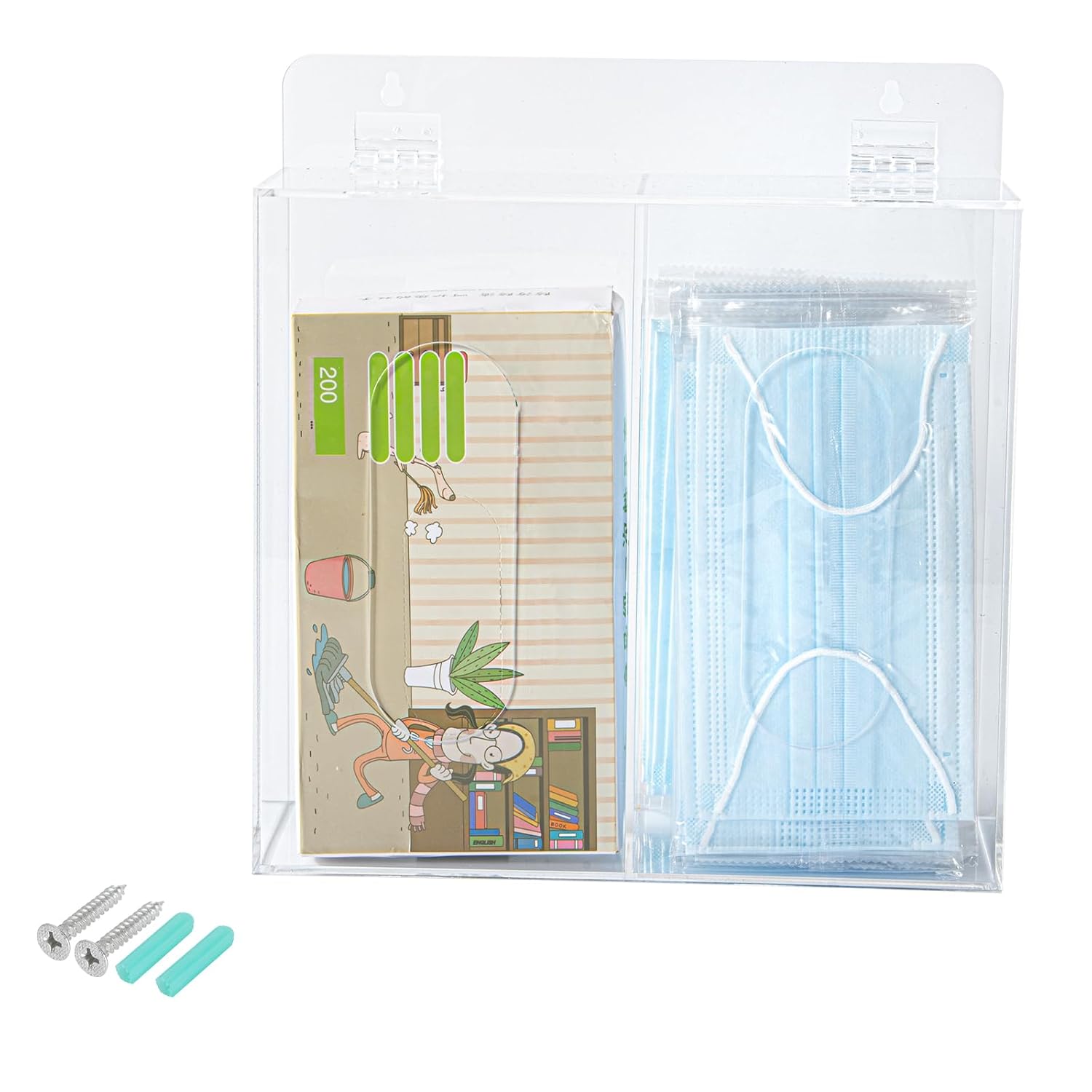 Wall Mounted Glove Dispenser, Hairnet Shoe Cover Dispenser，Acrylic Glove Box Holder, Clear (for 2