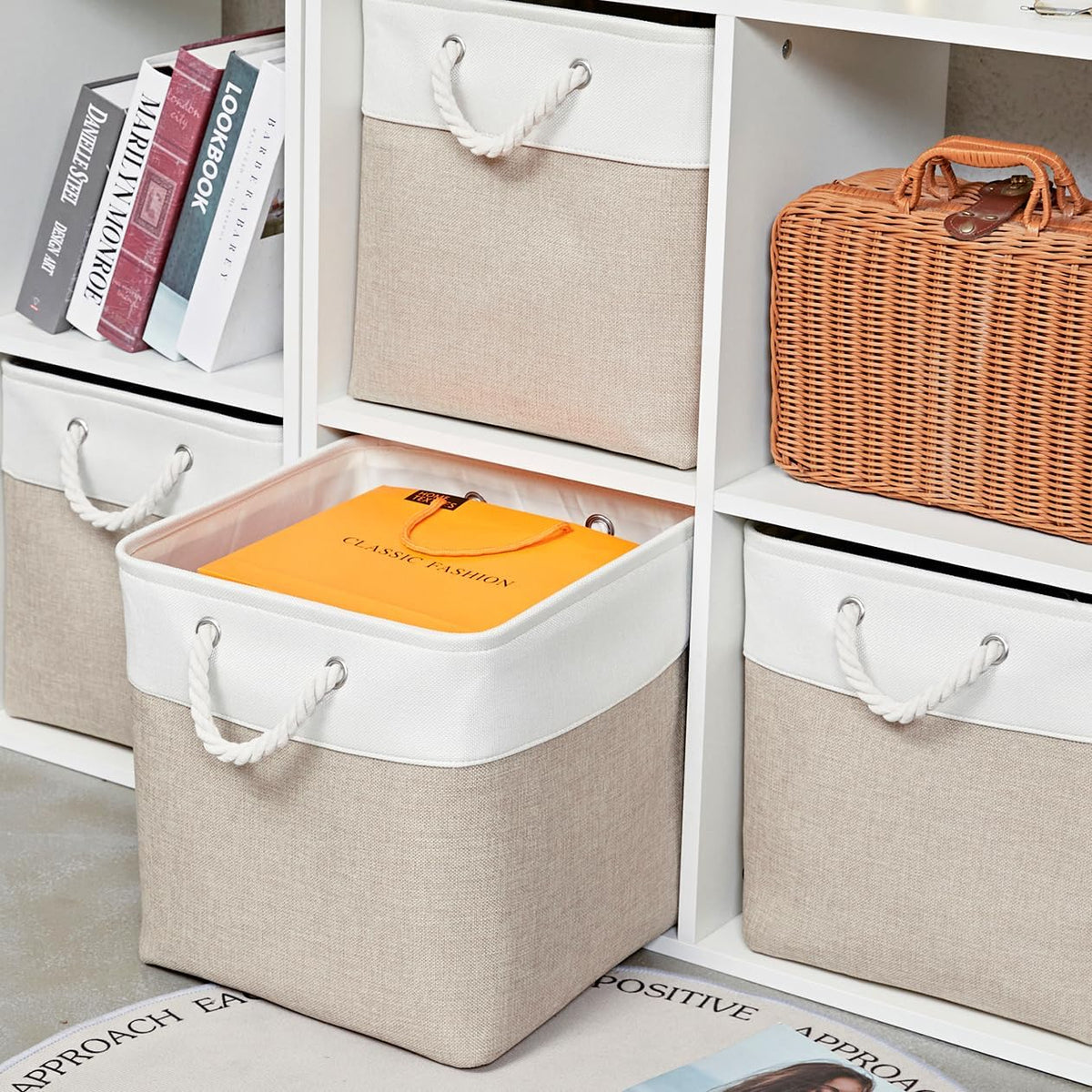 13 x 13 Inch Storage Cubes，6 Pack Cube Storage Bins for Shelves，Fabric Collapsible Storage Bins