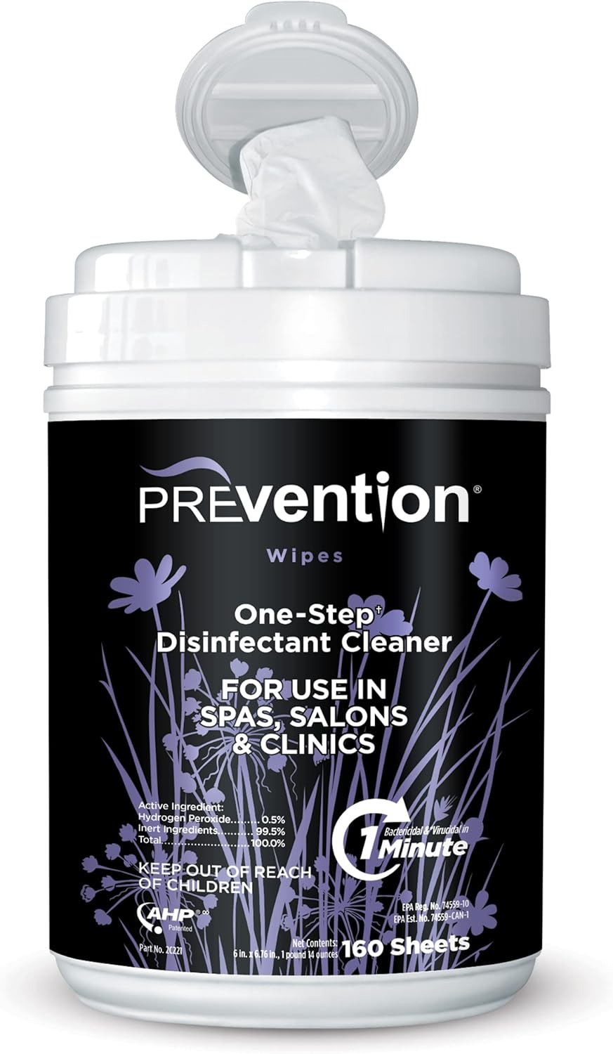 Prevention All Purpose Disinfectant Wipes – Canister of Cleaning Wipes for Salons, Spas, Wellness