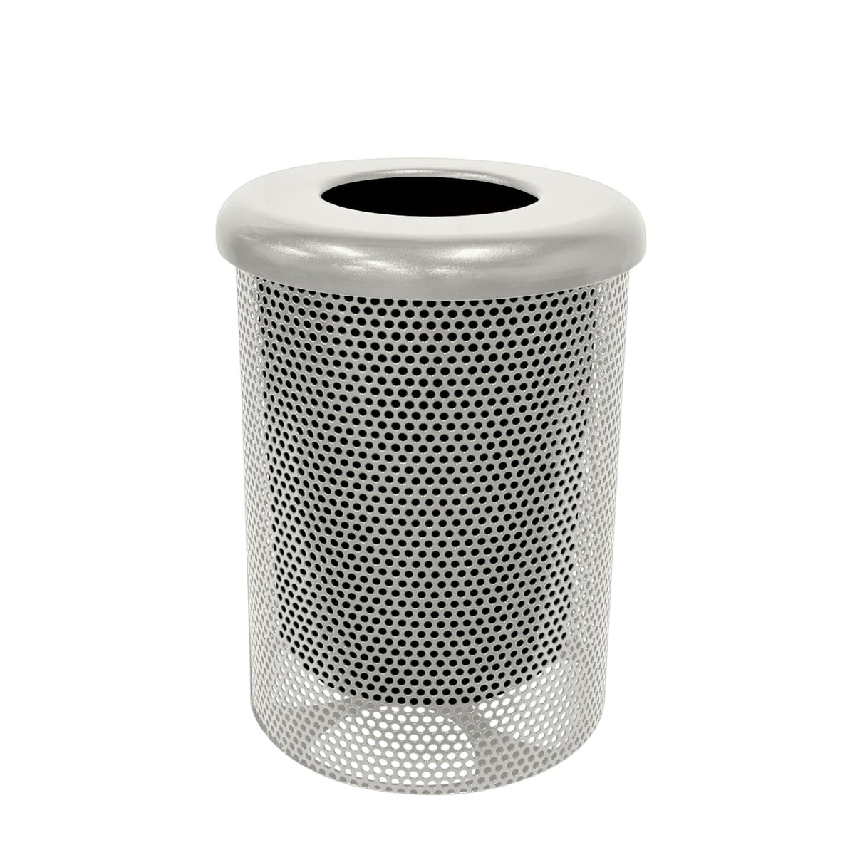 COATEDOUTDOORFURNITURE RFT-P-Gry Heavy Duty Round Trash Receptacle with Flat Top, Liner Included