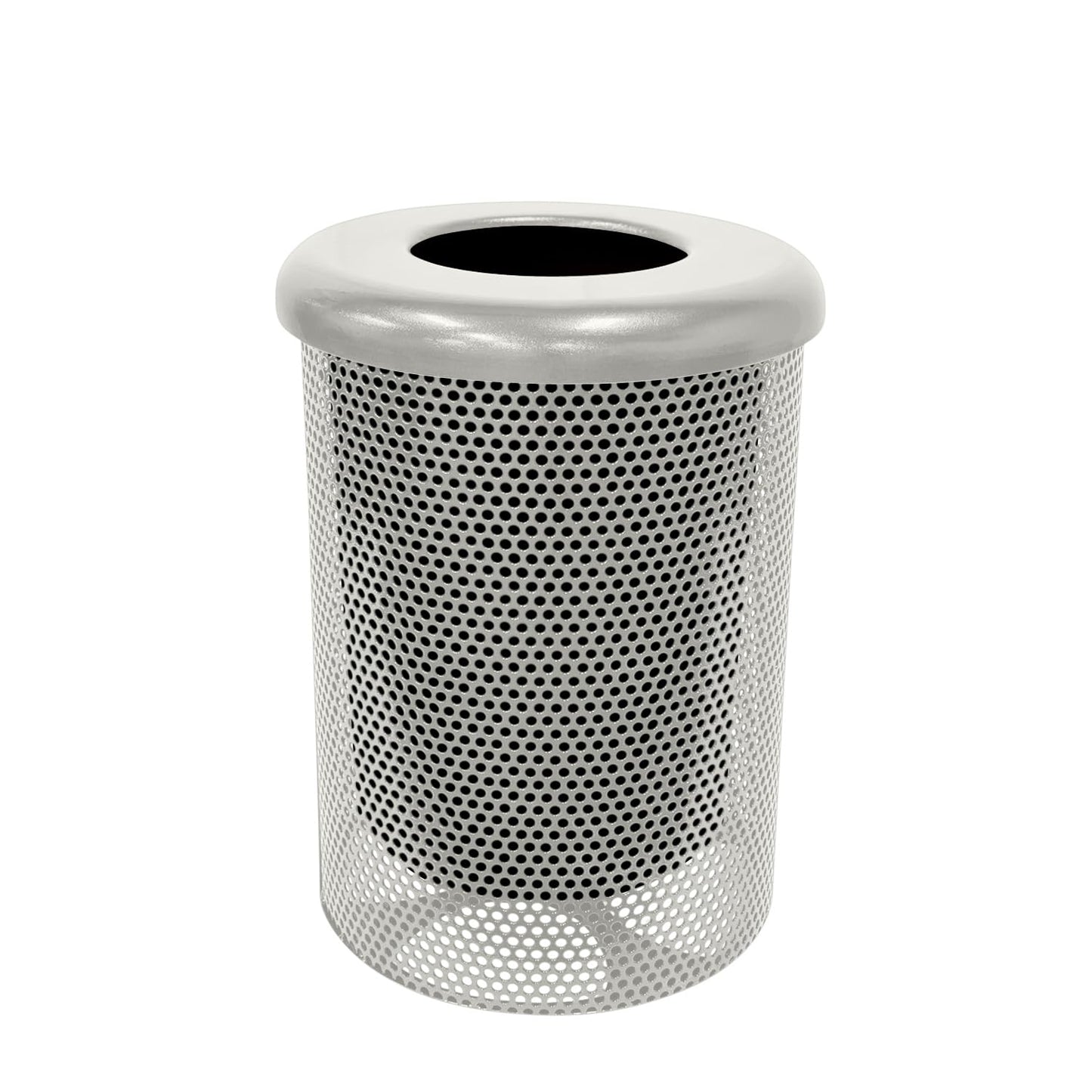 COATEDOUTDOORFURNITURE RFT-P-TXTGRY Heavy Duty Round Trash Receptacle with Flat Top, Liner