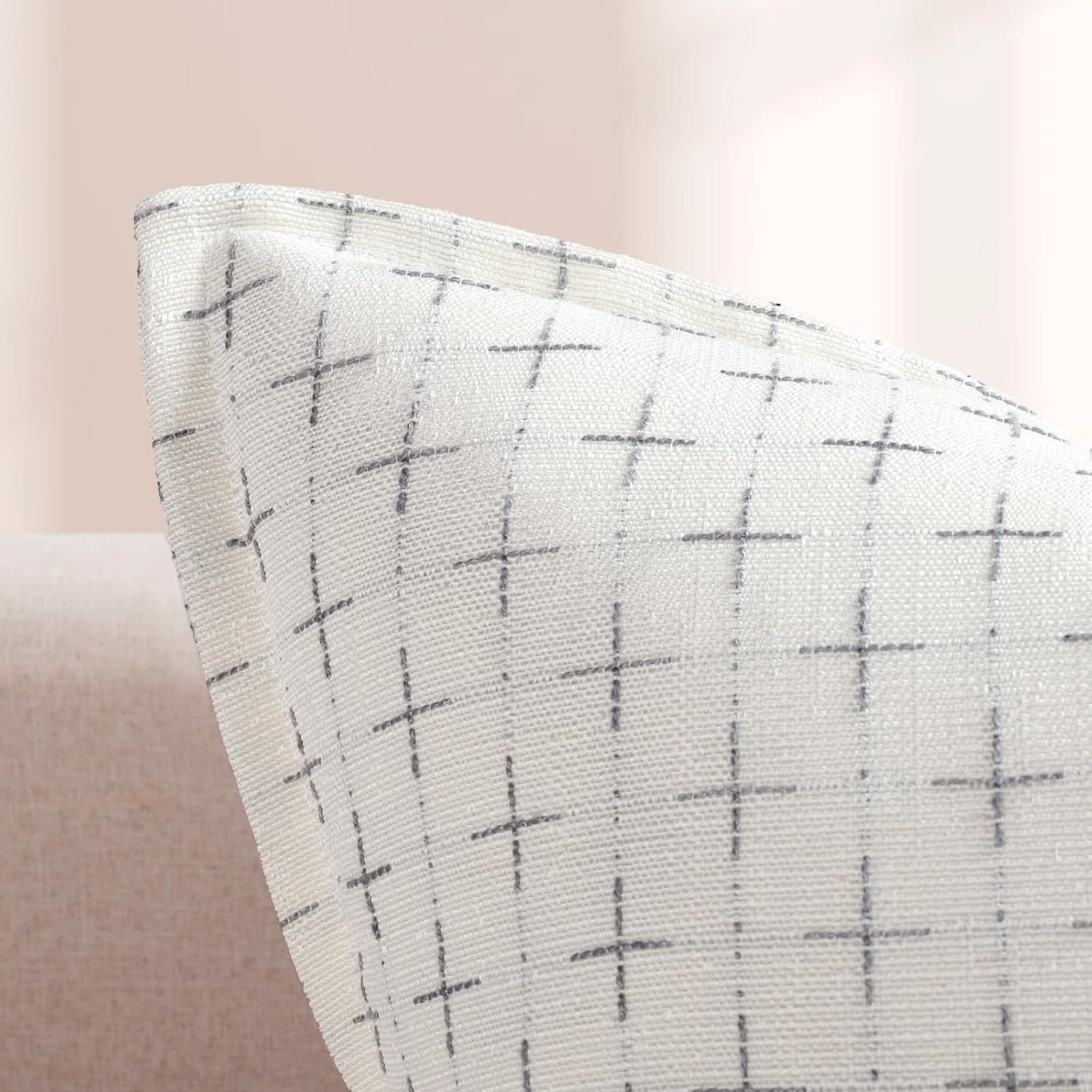 ZWJD 12x20 Pillow Covers Set of 2 Soft Polyester Textured Pillow Covers with Stylish Flange Edge