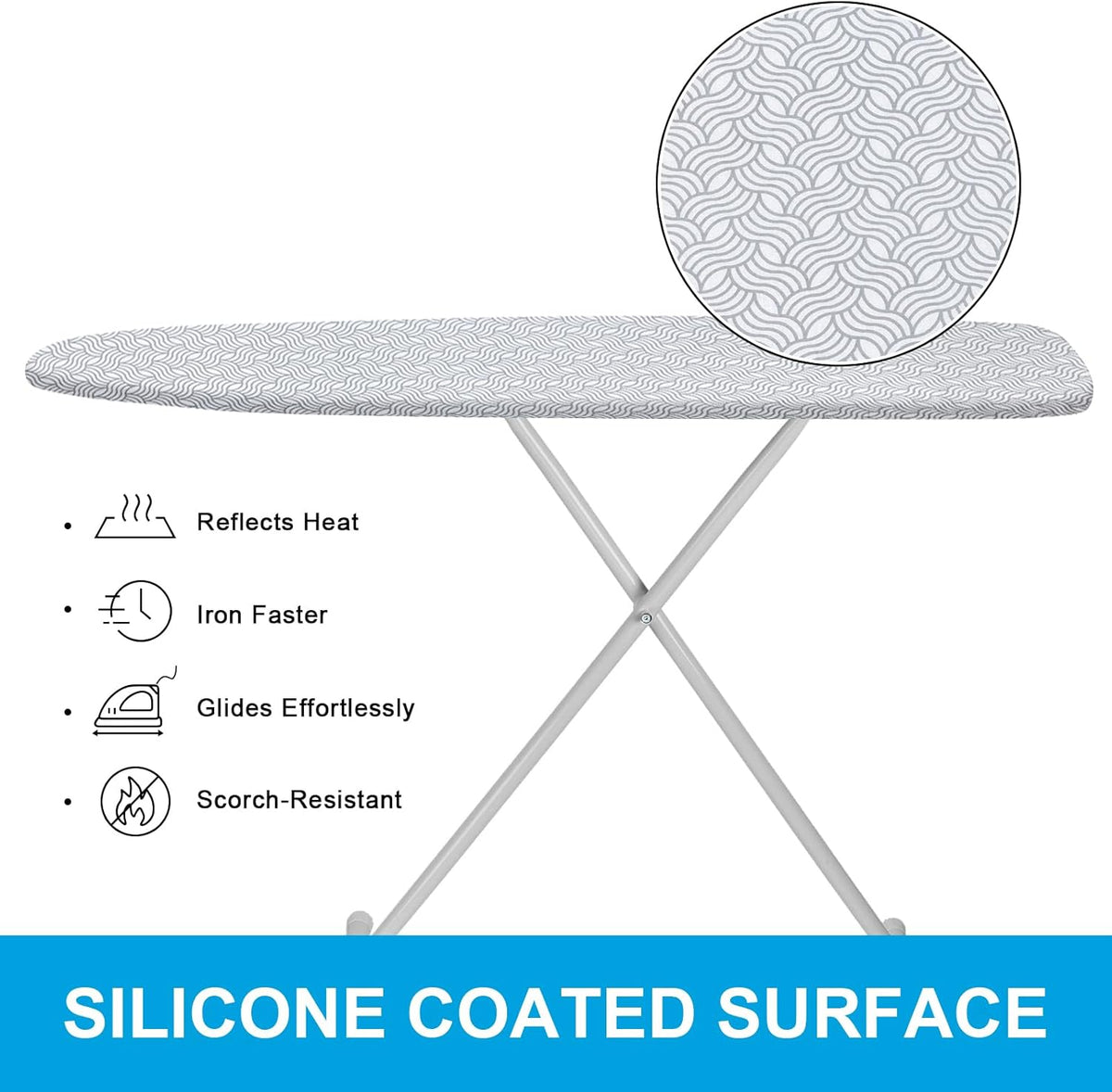 Extra-Wide Ironing Board Cover and Pad Replacement with Scorch and Stain Resistant Thick Padding