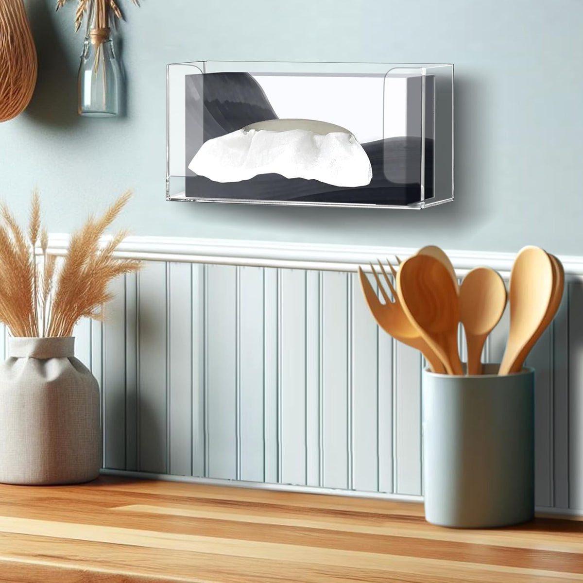 Amazing Abby Acrylic Glove Box Holder, Wall-Mounted Glove Dispenser, Floating Glove Box Organizer