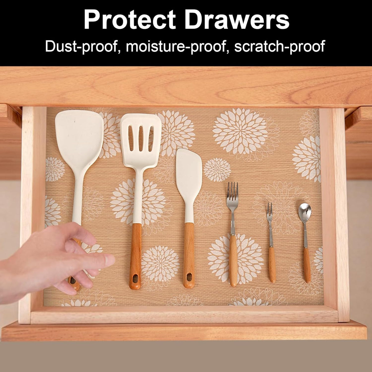 Cooyes Shelf Liners for Kitchen Cabinets Waterproof & Oil-Proof Kitchen Cupboard Mats Non-Slip