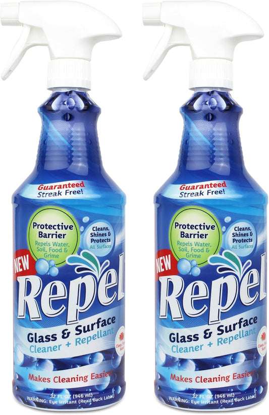 Clean-X REPEL Glass & Surface Cleaner 32 fl. oz. - Cleans & Repels water spots and dirt on glass