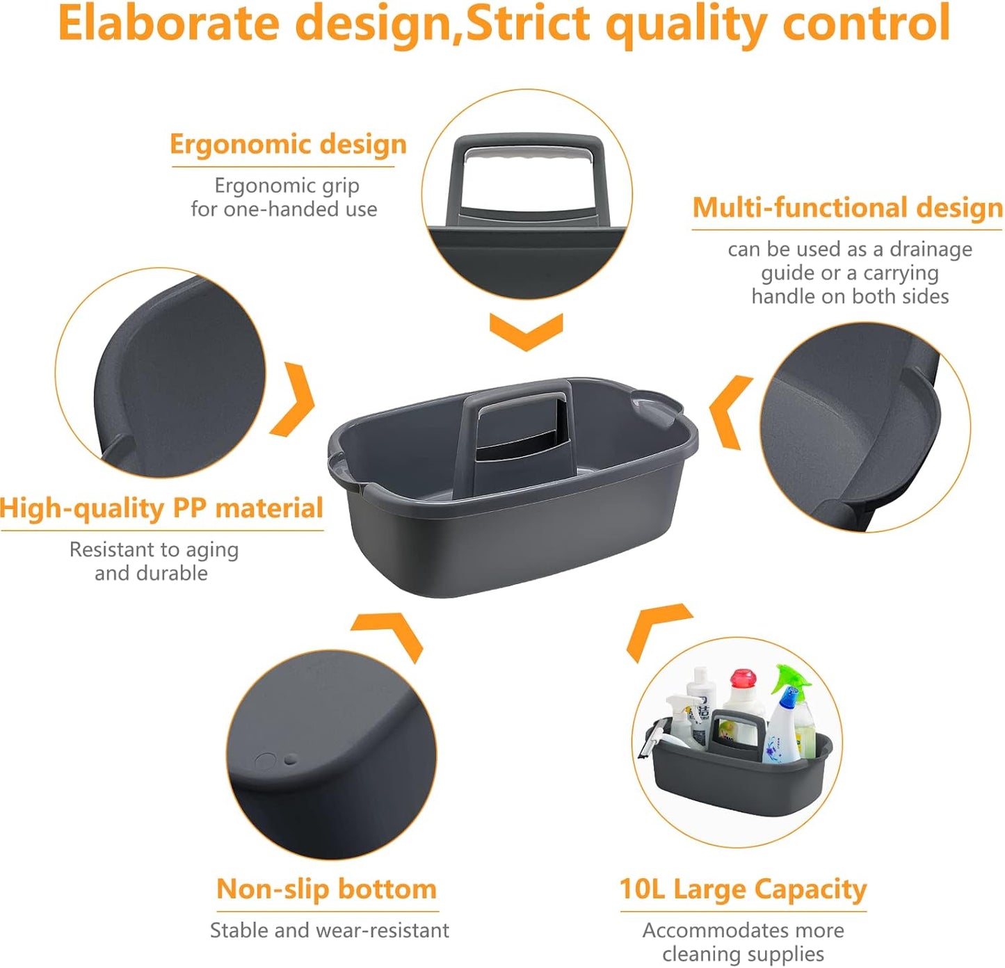 2 Pack Multi-Purpose Plastic Cleaning Caddy with Handle, Shower Caddy Organizer/Storage
