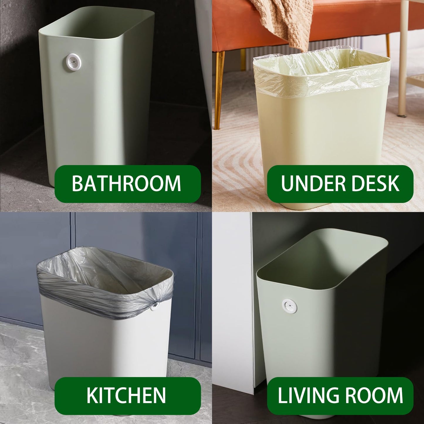 Rectanglar Small Trash Can 3 Pack, 3 Gallon/12 L Office Garbage Can Wastebasket, for Bedroom