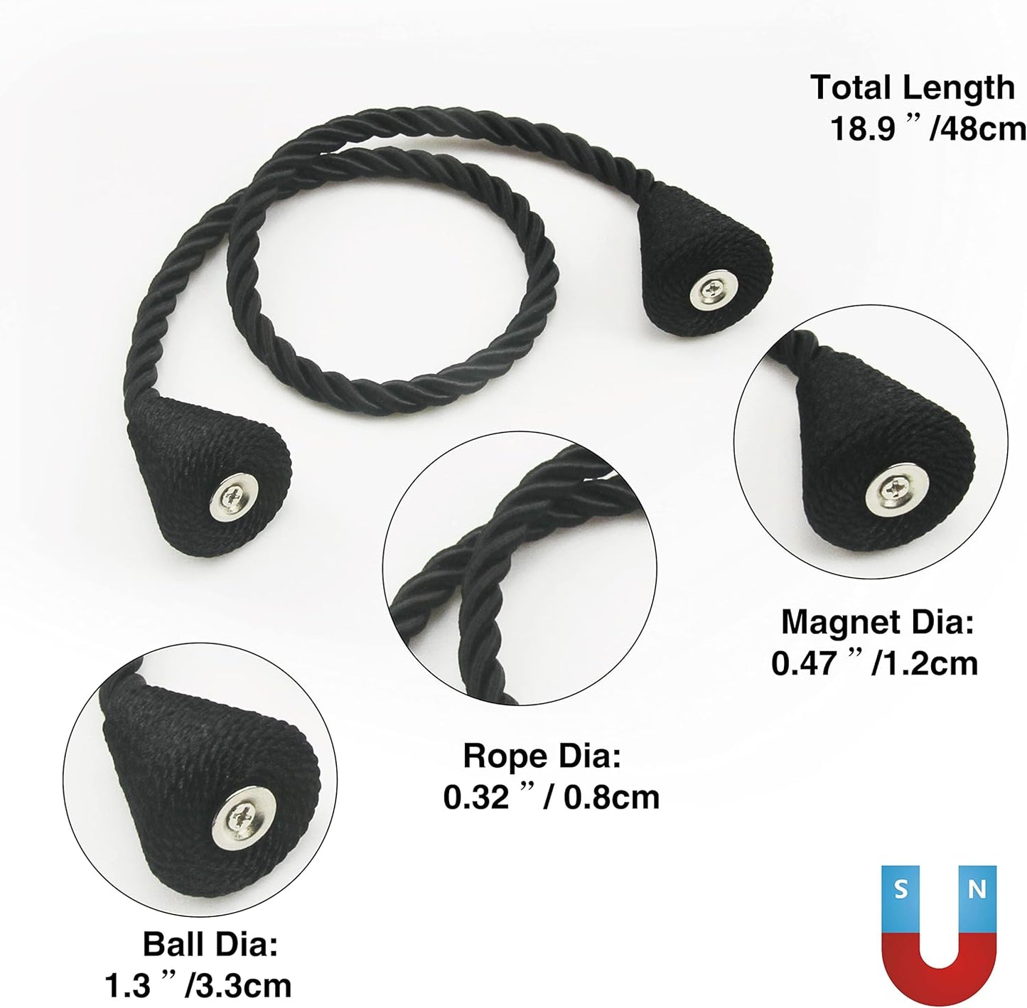 4 Pack Magnetic Curtain Tiebacks Rope Modern Handmade Curtain Tie Backs Decorative Drapes Weave