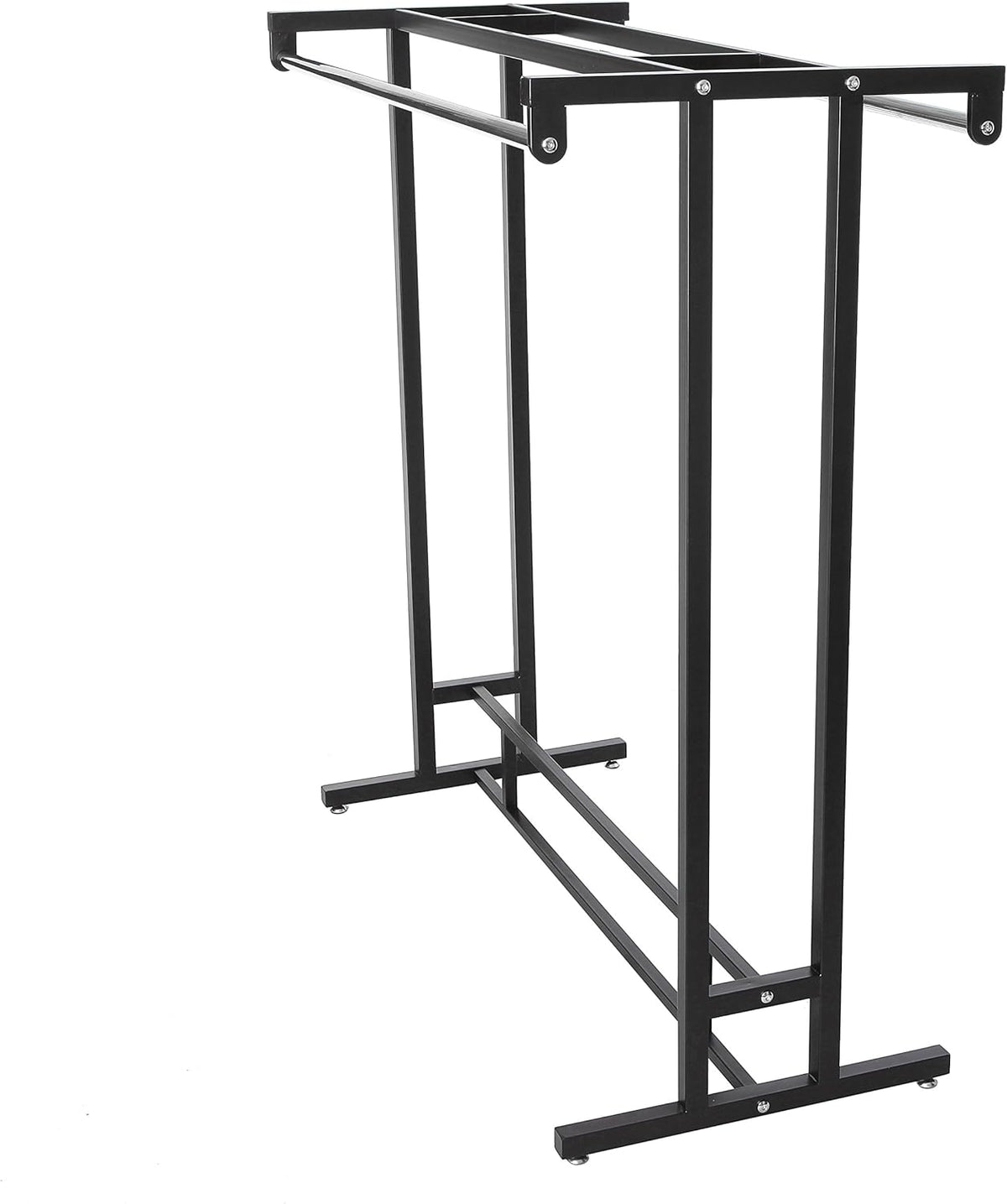 MyGift Black Stainless Steel Freestanding Garment Rack, Heavy Duty Double Rod Clothes Rack Clothing