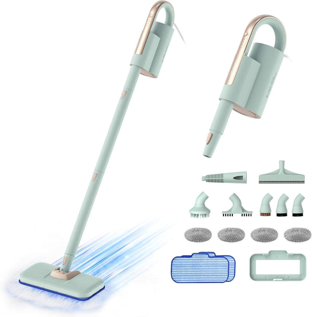 Newbealer Steam Mop & Detachable Handheld Cleaner, 250ml 1200W Powerful Floor Steamer, 3 Adjustable