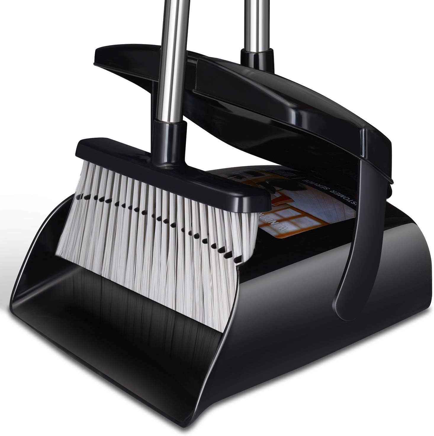 Broom and Dustpan Set for Home with Lid Indoor Upright Dustpan Broom and Dustpan Set Combo Dust Pan