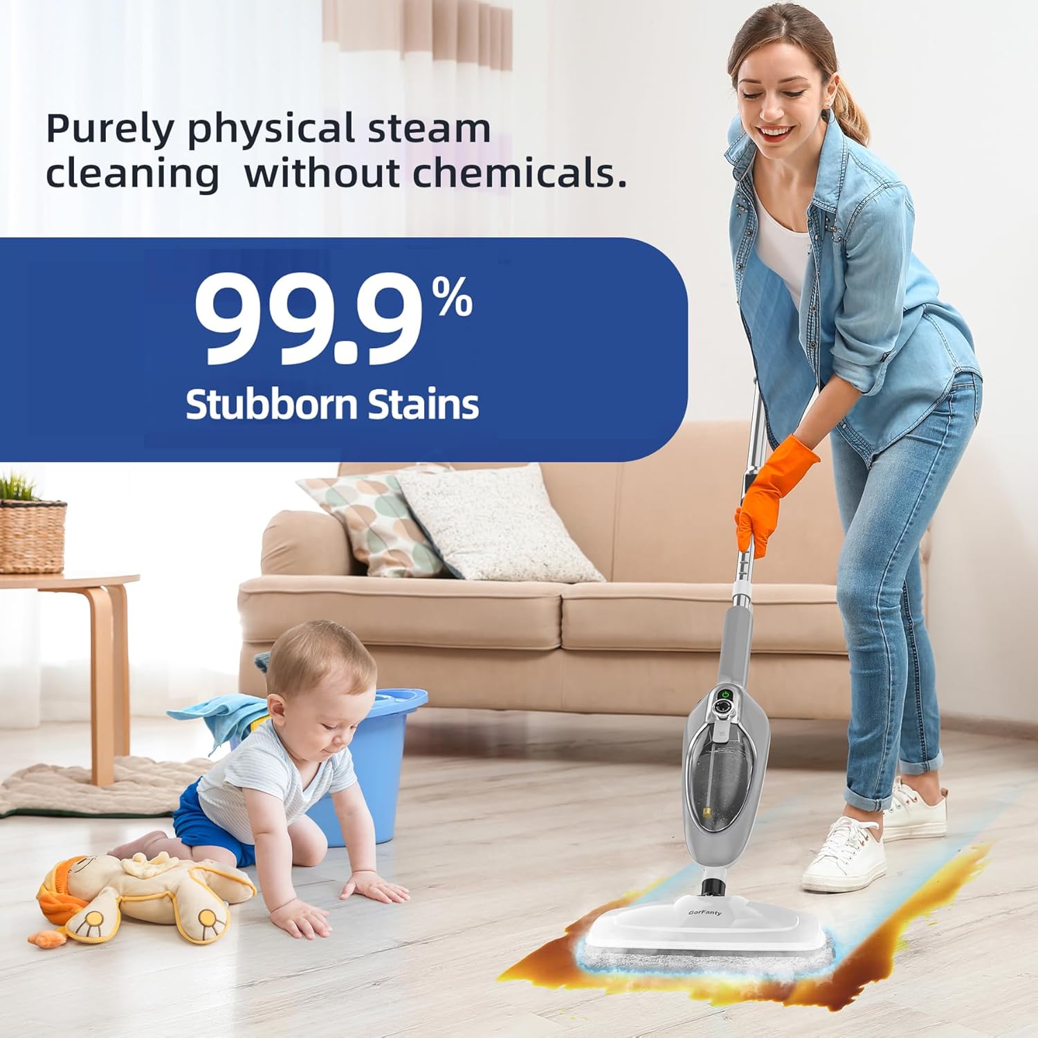 Steam Mop - 10-in-1 MultiPurpose Handheld Steam Cleaner Detachable Floor Steamer for