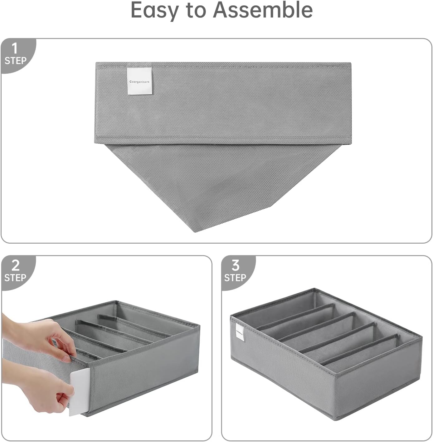 4 Packs T-shirt Drawer Organizers for Clothing,5 Grids Compartment Wardrobe Storage Box, Washable