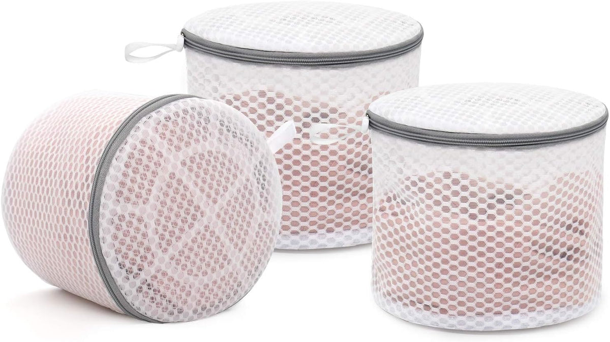Muchfun 3Pcs Bra Wash Bags, Honeycomb Mesh Laundry Bags for Delicates, Lingerie, Intimates and