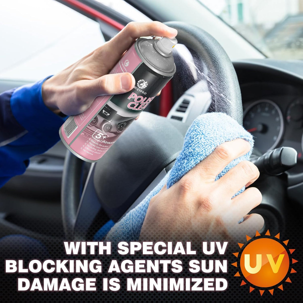 Interior Cleaner and Protectant, 15 Fl Oz Polishing Cleaner Car Interior Spray - Repels Dust &