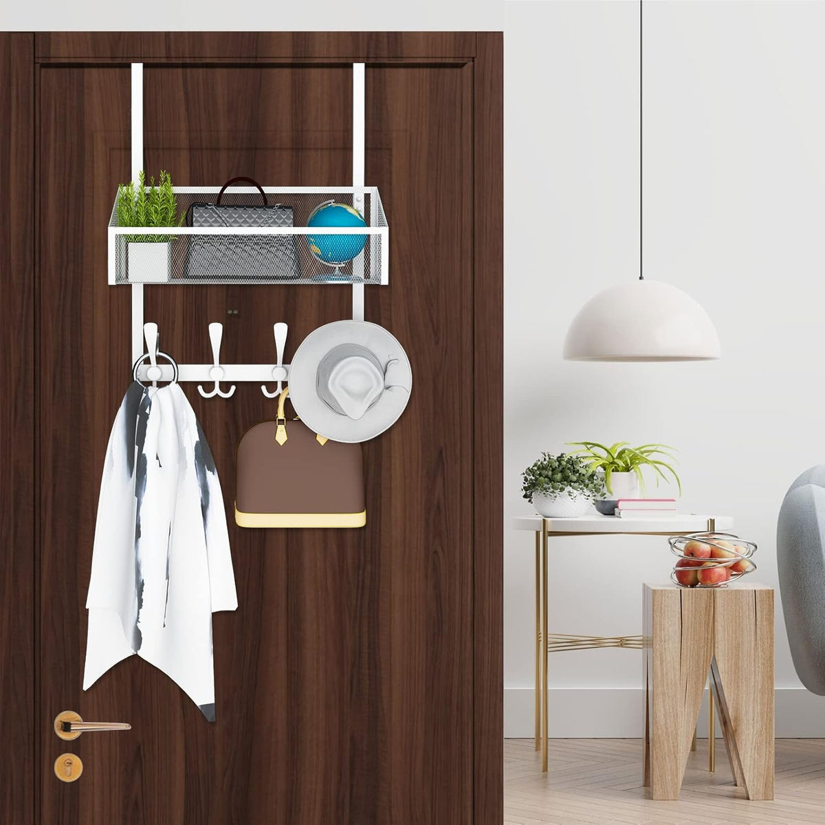 Over The Door Hooks Organizer, Coat Rack Over The Door Storage Hanger Towel Rack, Back of Door
