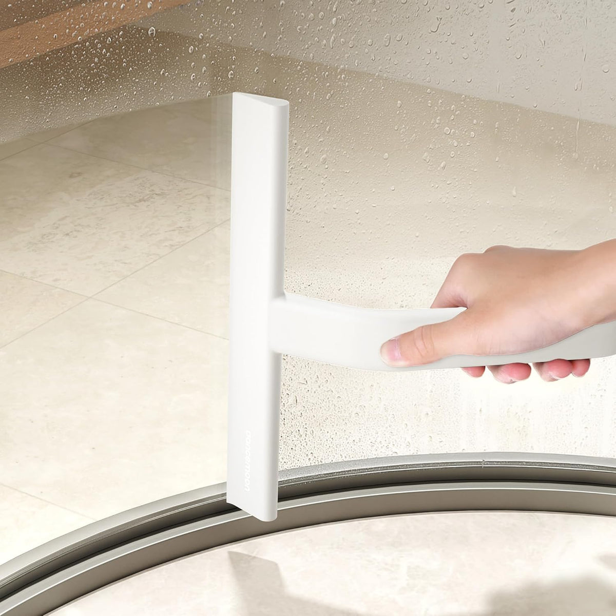 dancemoon JustHang Shower Squeegee for Glass Doors, All-One-Piece Silicone with Built-in Hook