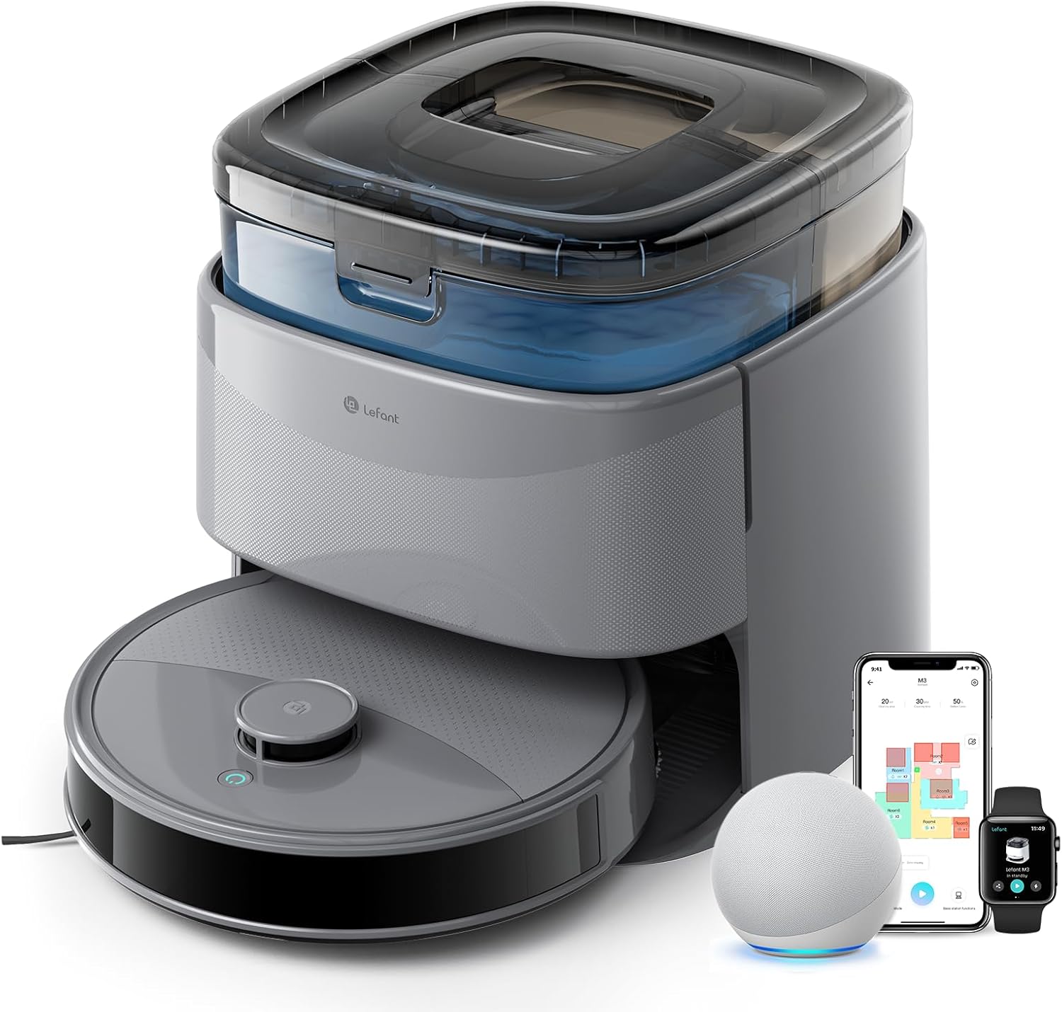 Lefant M3 Max Robot Vacuum, Auto Mop Washing, 20000Pa Suction, Self-Emptying & Refilling, 9mm Mop