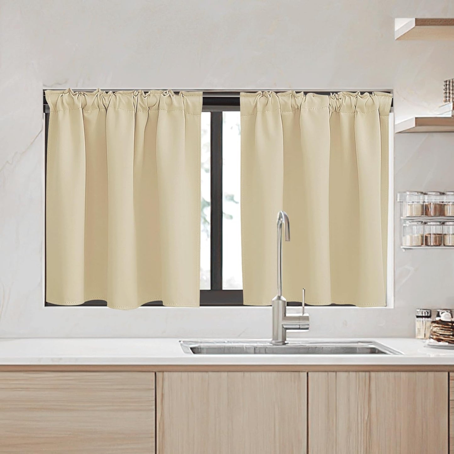 RYB HOME Small Window Curtains - Blackout Insualting Privacy Curtains for Kids Bedroom Kitchen