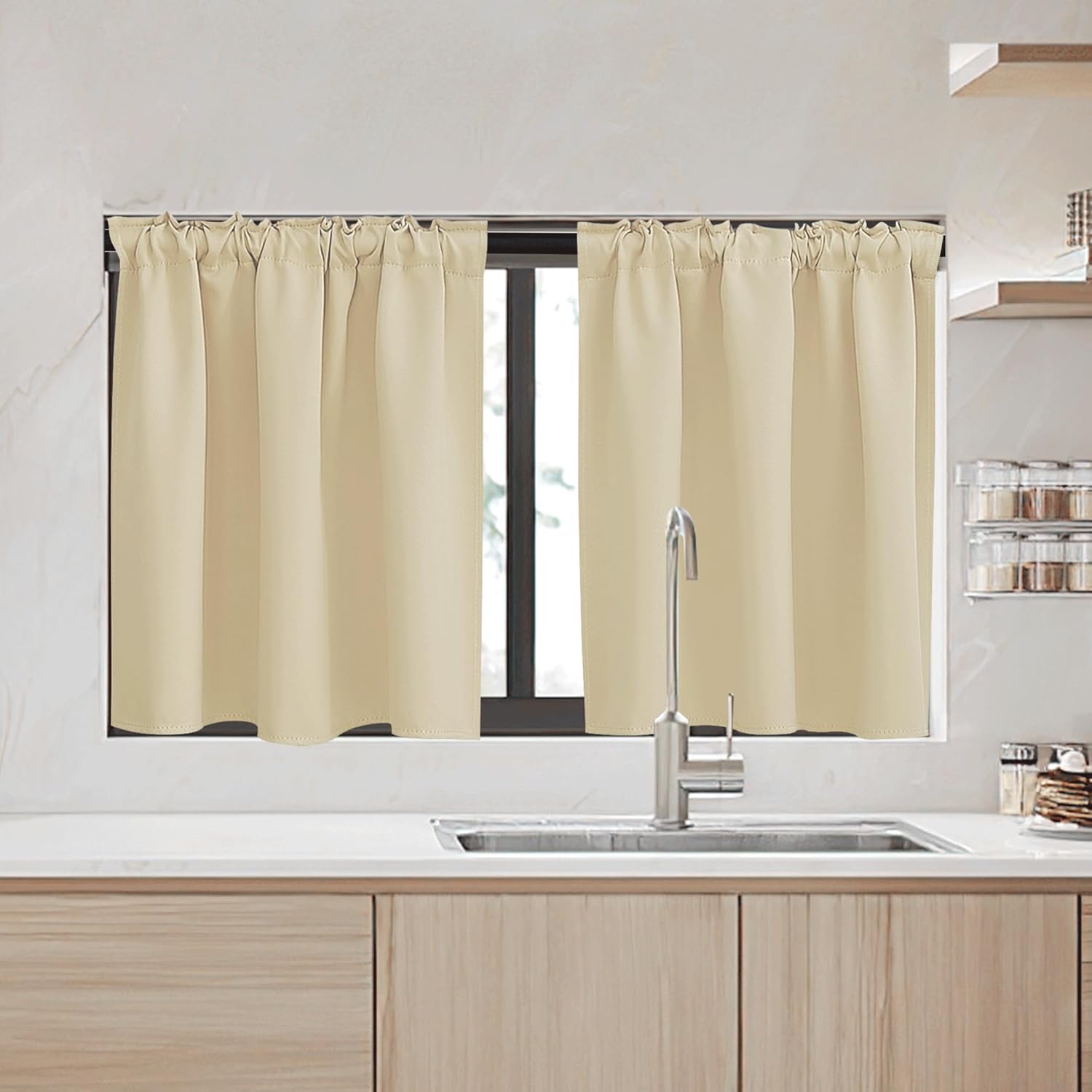 RYB HOME Small Window Curtains - Blackout Insualting Privacy Curtains for Kids Bedroom Kitchen