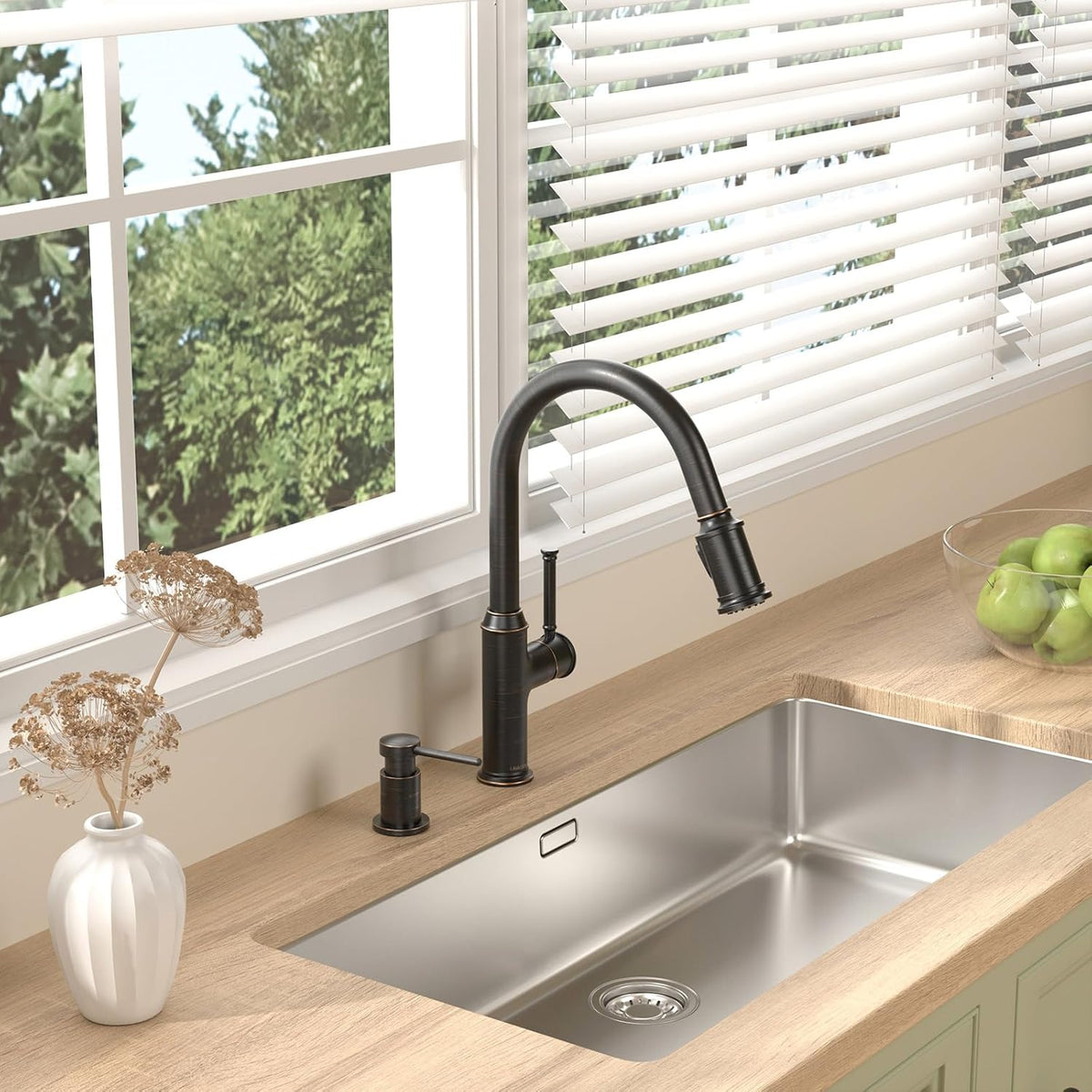 Lava Odoro Bronze Soap Dispenser for Kitchen Sink, Modern Brass Built in Countertop Pump Dispenser
