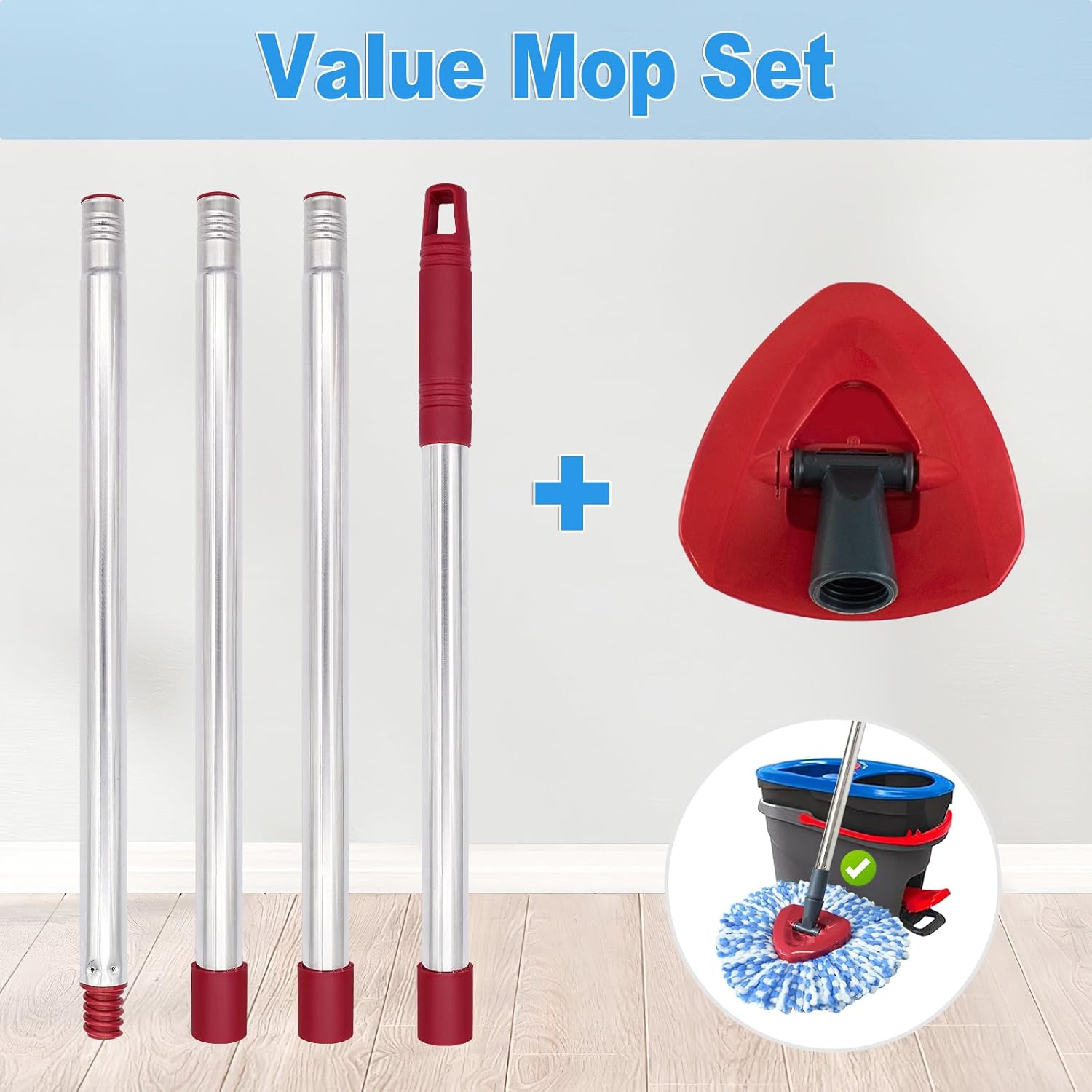 Mop Handle for Ocedar, Mop Handle for O Cedar, Spin Mop Replacement Handle for O Cedar, 4-Section