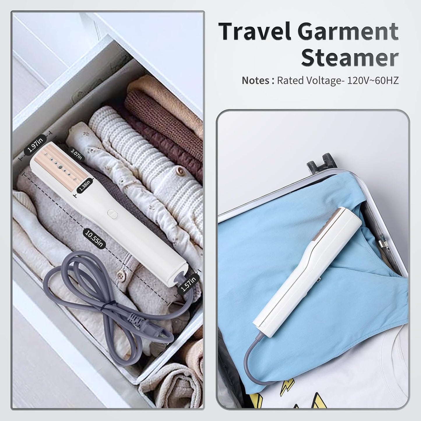 Iron Steamer for Clothes - Mini Iron, Portable Handheld Garment Steamer, 3 in 1 Steam Iron Wet &