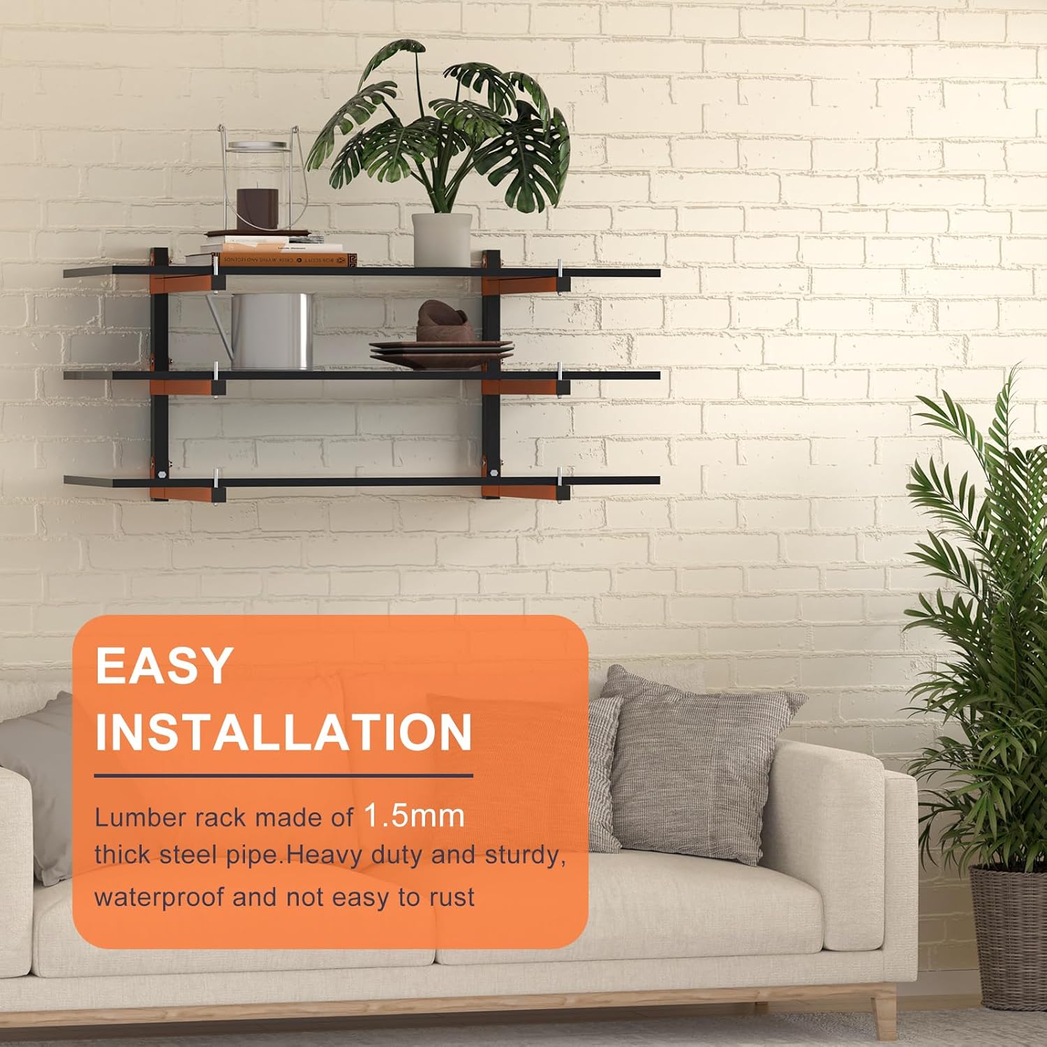 Lumber Rack Wall Mount, Lumber Storage Rack, Heavy Duty Wood Storage Racks with 9-Level System