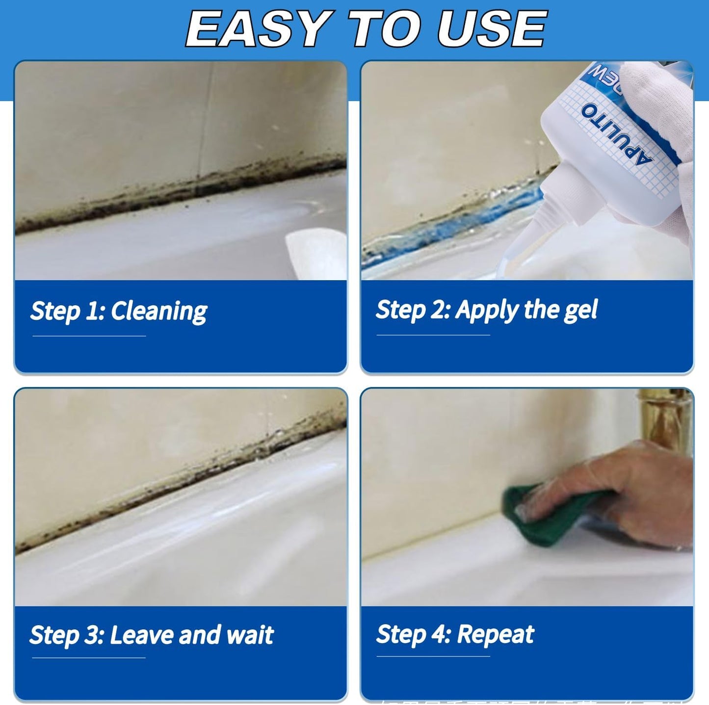 APULITO Household Cleaner Gel Cleaning Gel for Shower Bathroom Tile Sink Kitchen 10 Fl Oz (Pack of