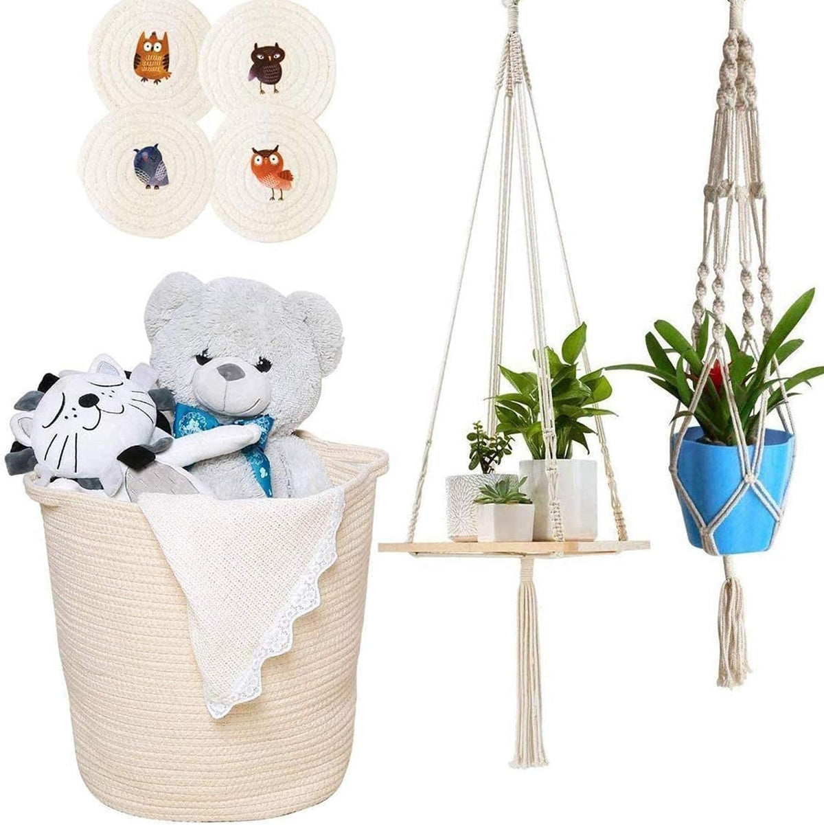 1/4 Inch Natural Cotton Rope, White Craft Rope Clothesline, Used for DIY Rope Baskets, Handicrafts