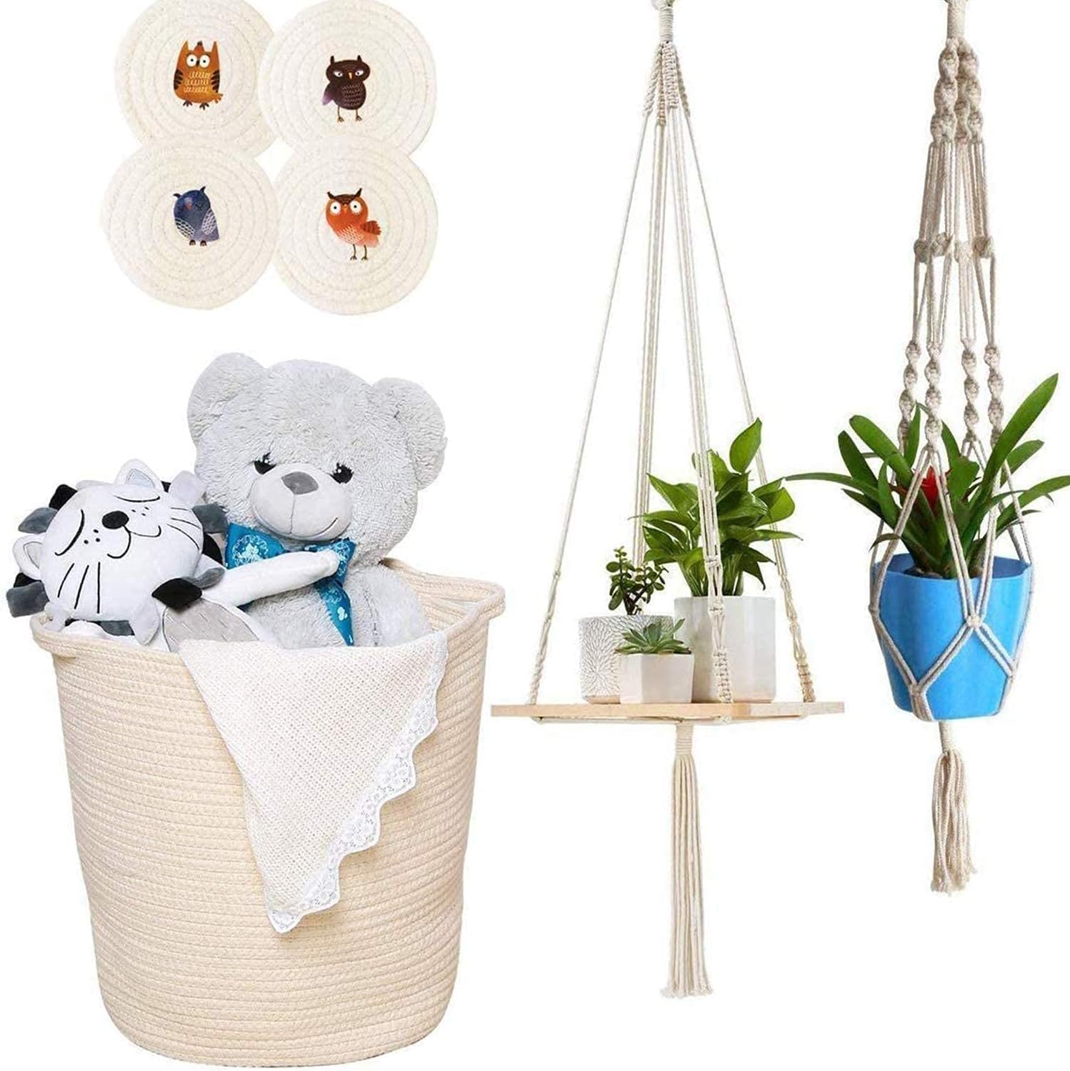 1/4 Inch Natural Cotton Rope, White Craft Rope Clothesline, Used for DIY Rope Baskets, Handicrafts