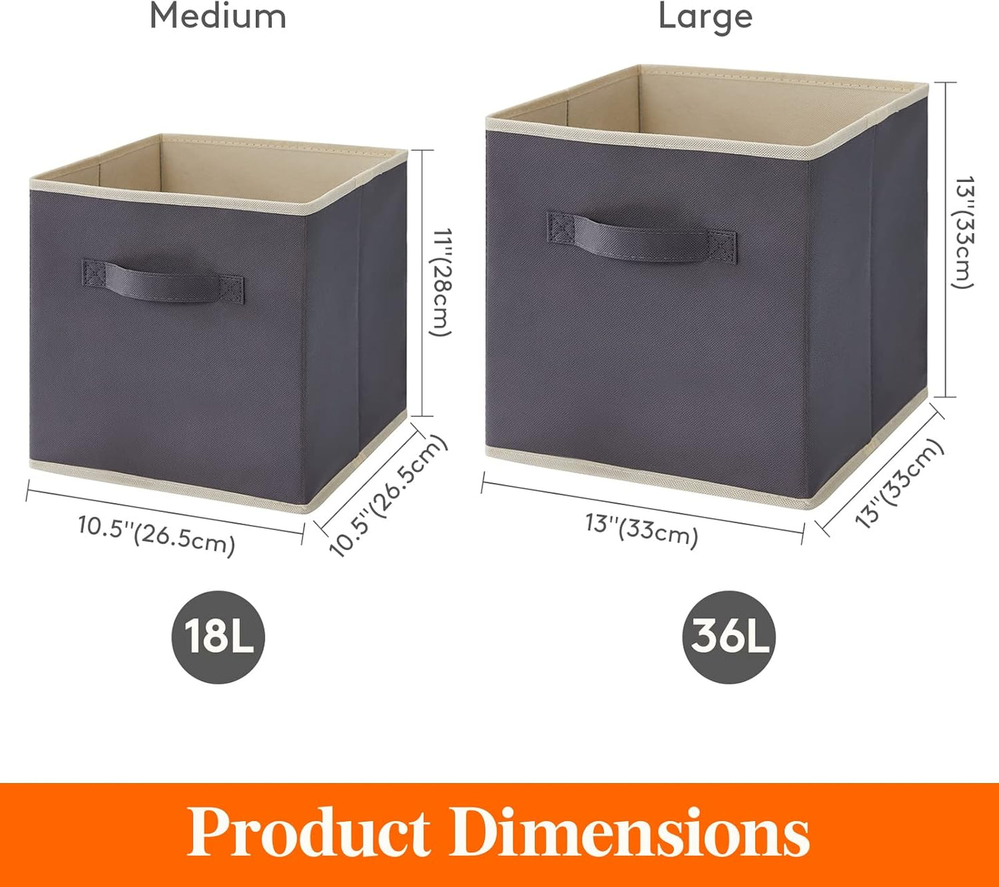 Lifewit Collapsible Fabric Storage Cubes Bins Set 13 Inch, Foldable Cubby Organizers Boxes, 6 Pack