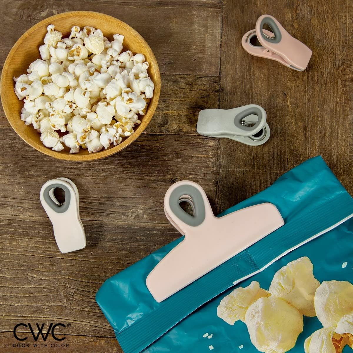 COOK WITH COLOR Bag Clips - Heavy Duty Chip Clip and Refrigerator Magnet Clips for Food Storage